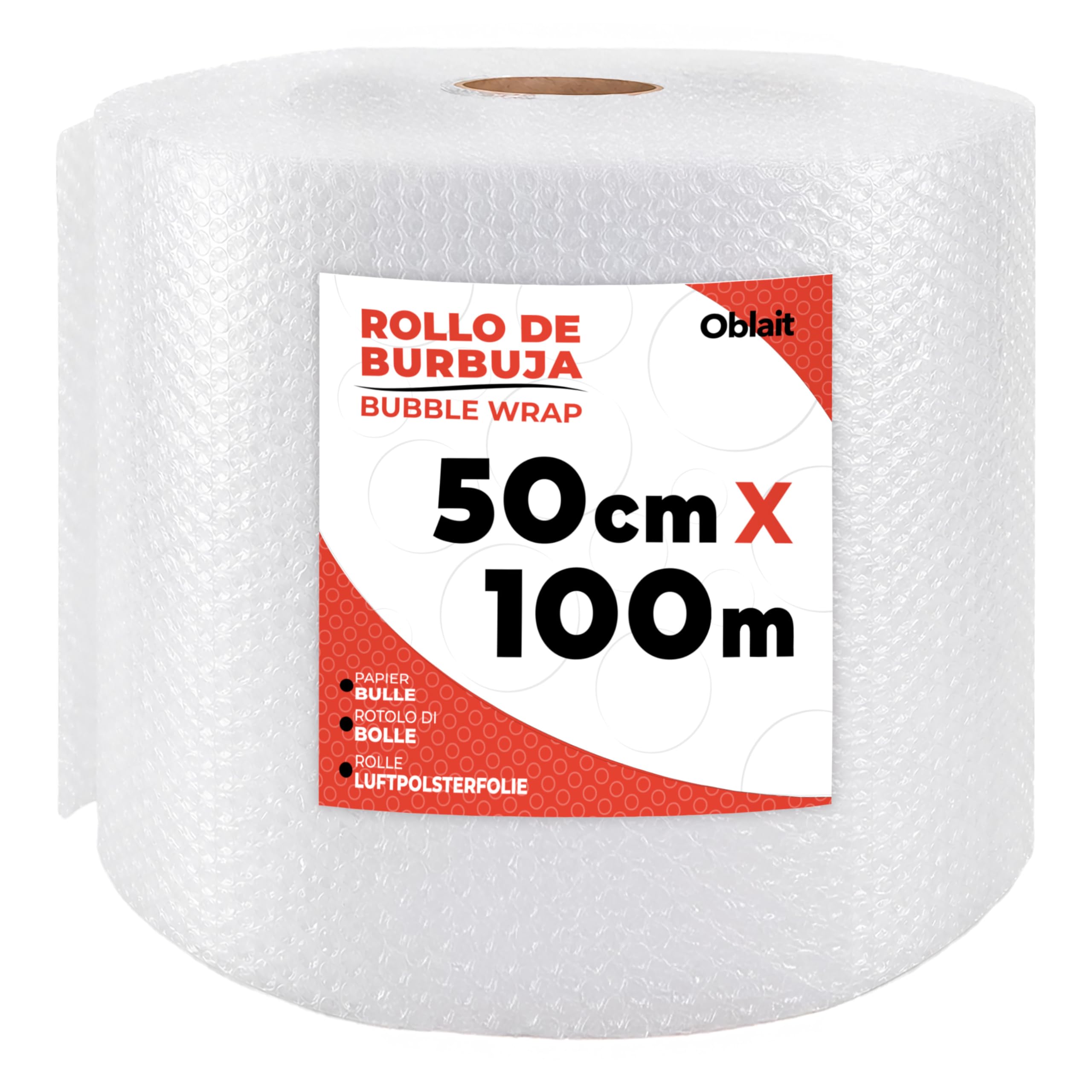 Rollo de plástico de burbujas de 50 cm de ancho y 100 metros de longitud. Papel burbuja Ideal para embalaje, mudanzas, cajas.