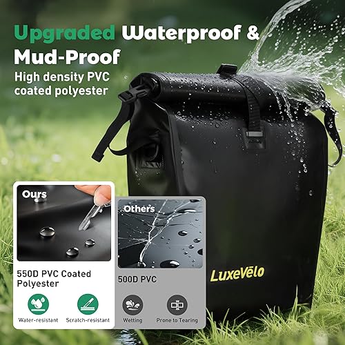 Miniatura 2 de Luxevelo - Bolsa ligera para bicicleta, almacenamiento expandible resistente a la intemperie, PVC duradero 550D con tiras de seguridad reflectantes,