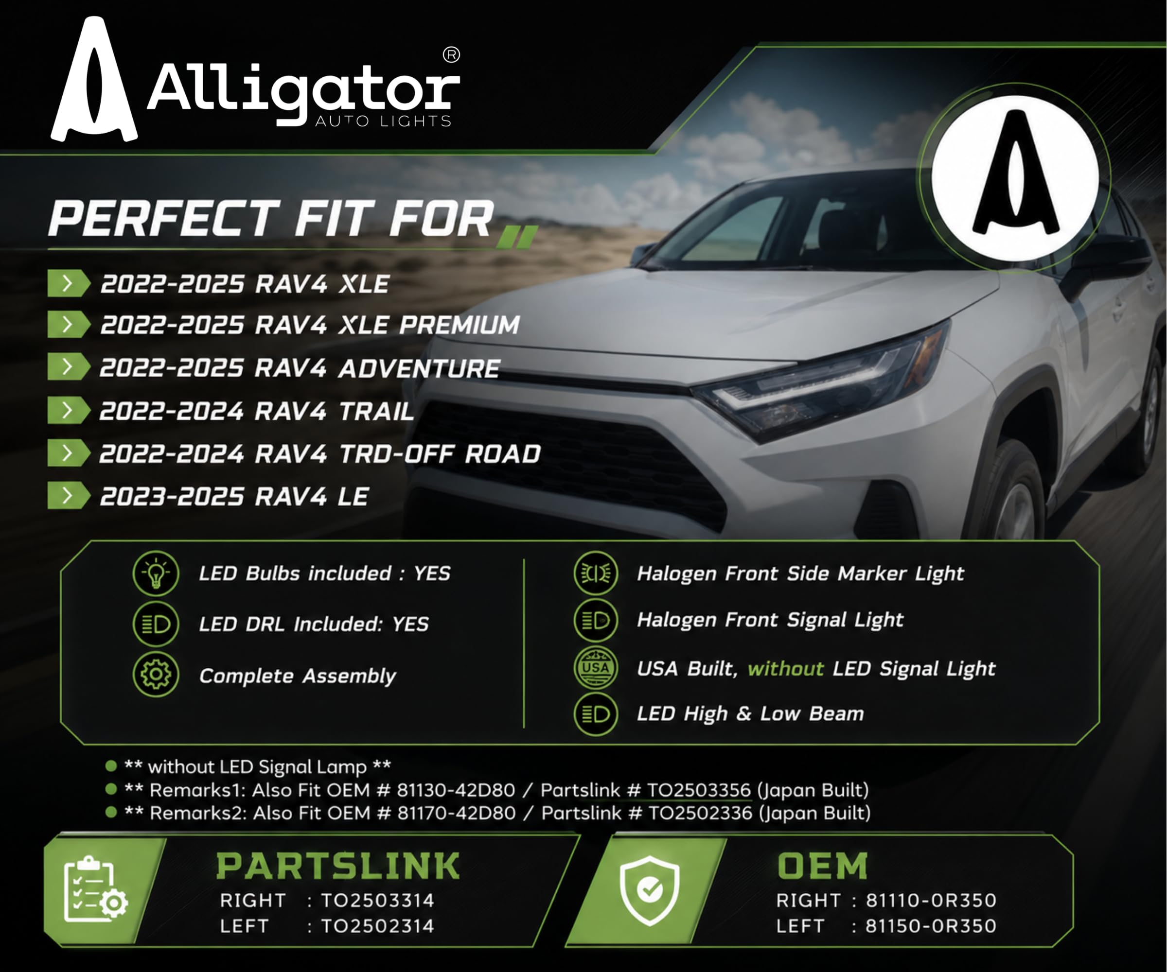 Replacement For Toyota 2022 2023 RAV4 Hybrid XLE/XLE Premium