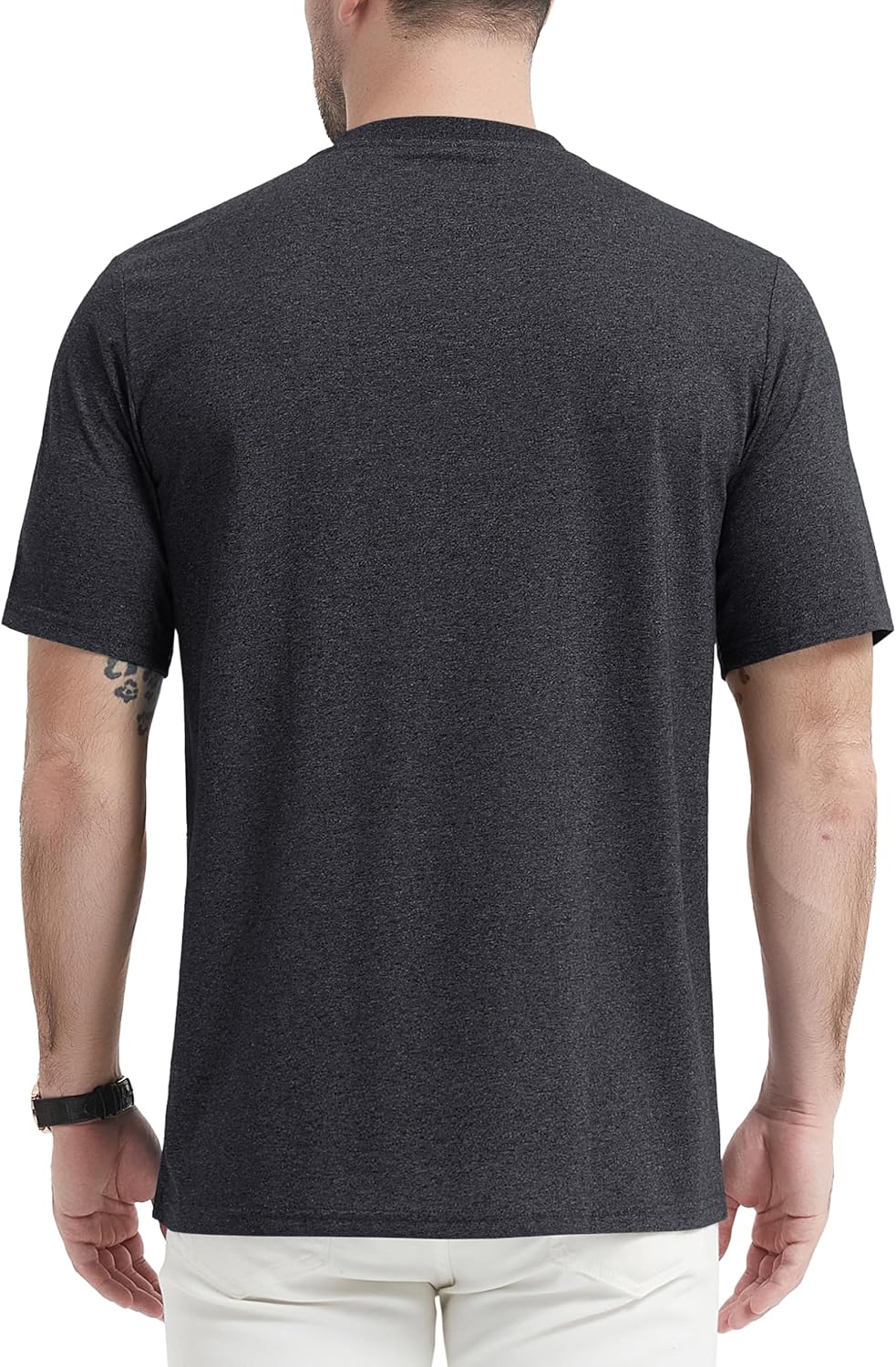 CRYSULLY Men's Henley Shirt Short Sleeve Cotton T-Shirts Pocket 3 Button Tops Lightweight Casual Basic Tee - Image 7