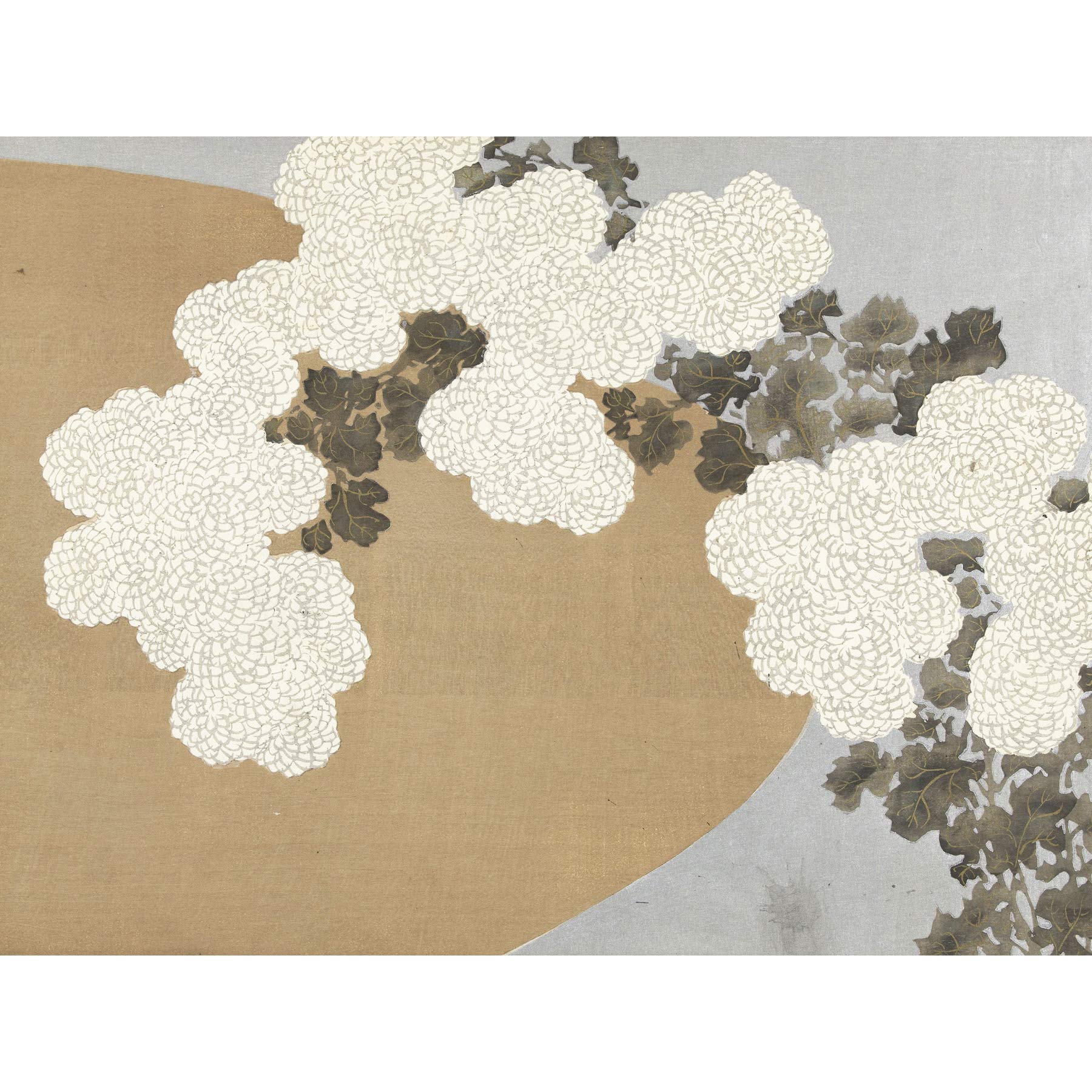 Artery8 Kamisaka Sekka Chrysanthemums Japanese Painting Premium Wall Art Canvas Print 18X24 Inch