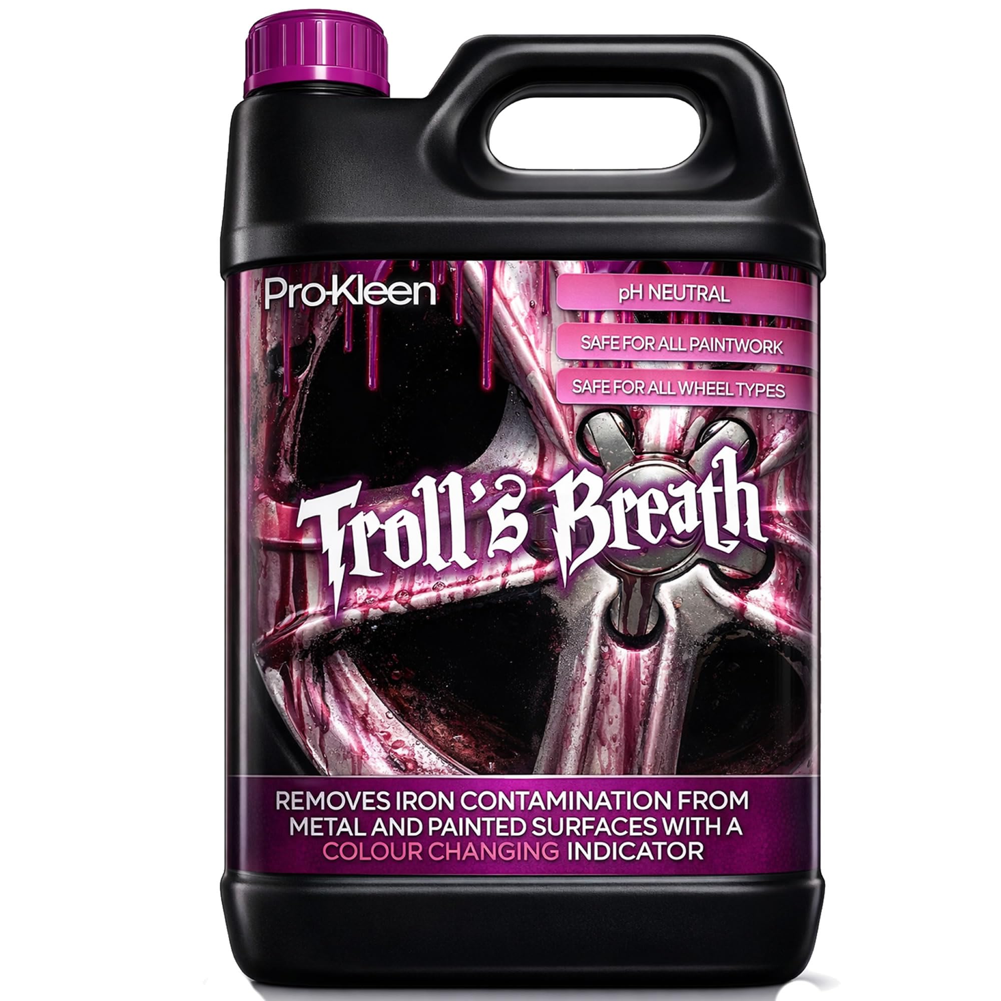 Pro-Kleen Troll's Breath Iron Contamination Fallout Remover - Safe to use on all Wheel Types - pH Neutral with Colour Indicator (5 Litre)