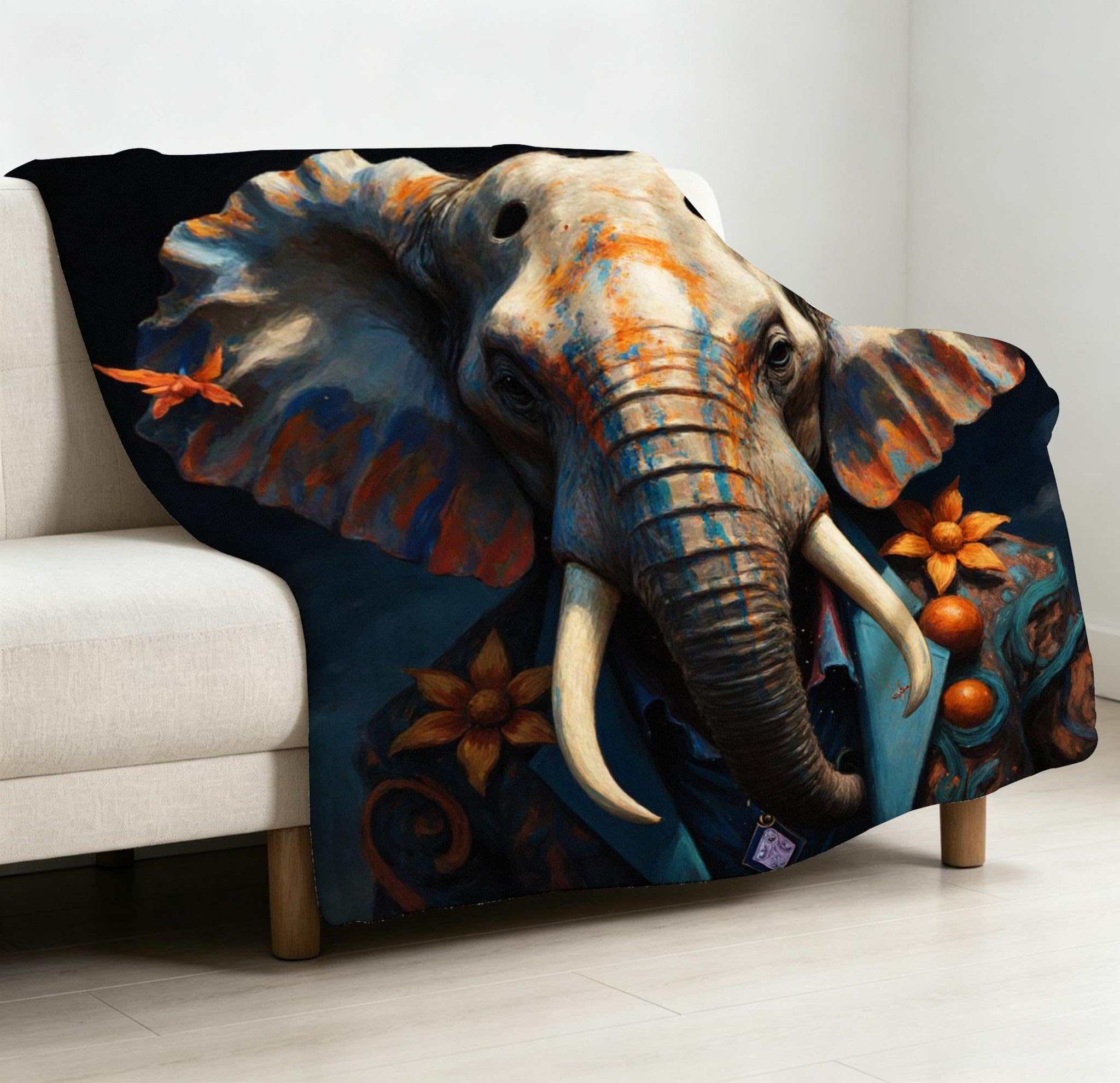 Coperta XXL 240x260 Elefante Animale Flanella Copridivano-A86 | Coperta Multiuso, Resistente Allo Sporco, Durevole e Leggero, per Divano Letto Tutta la Famiglia, Morbida Letto Matrimoniale