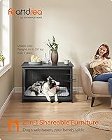 Vista 2 de Feandrea Muebles de jaula para perros, mesa auxiliar auxiliar de 38.6 pulgadas, moderna perrera para perros de interior de hasta 70 libras, jaula