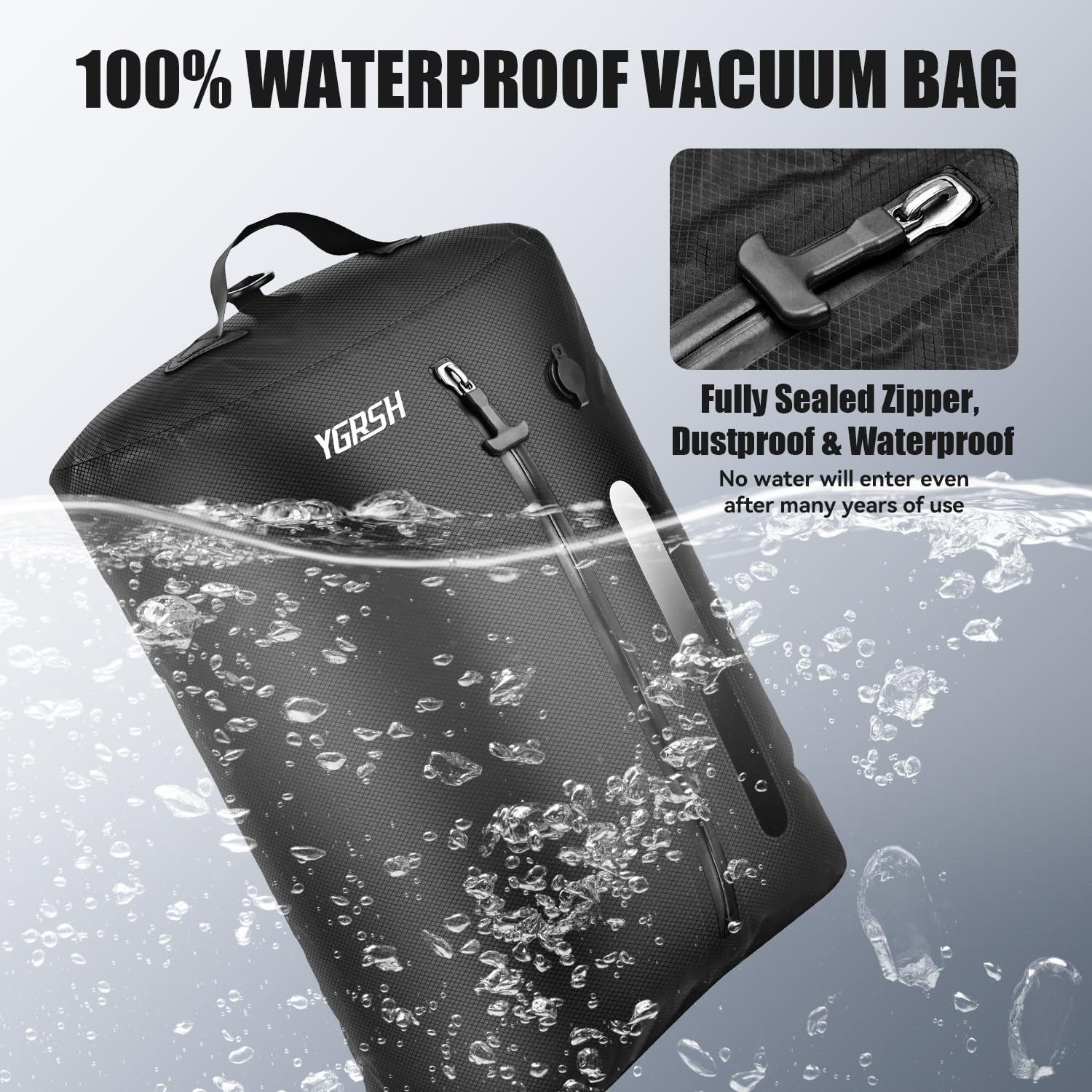 Vacuum Bags for Travel, Waterproof Compression Bags with Wireless Lockable Pump, Reusable Vacuum Packing Cubes Compatible with Suitcase, Luggage, Backpack (2, Black, 36L) - Image 5