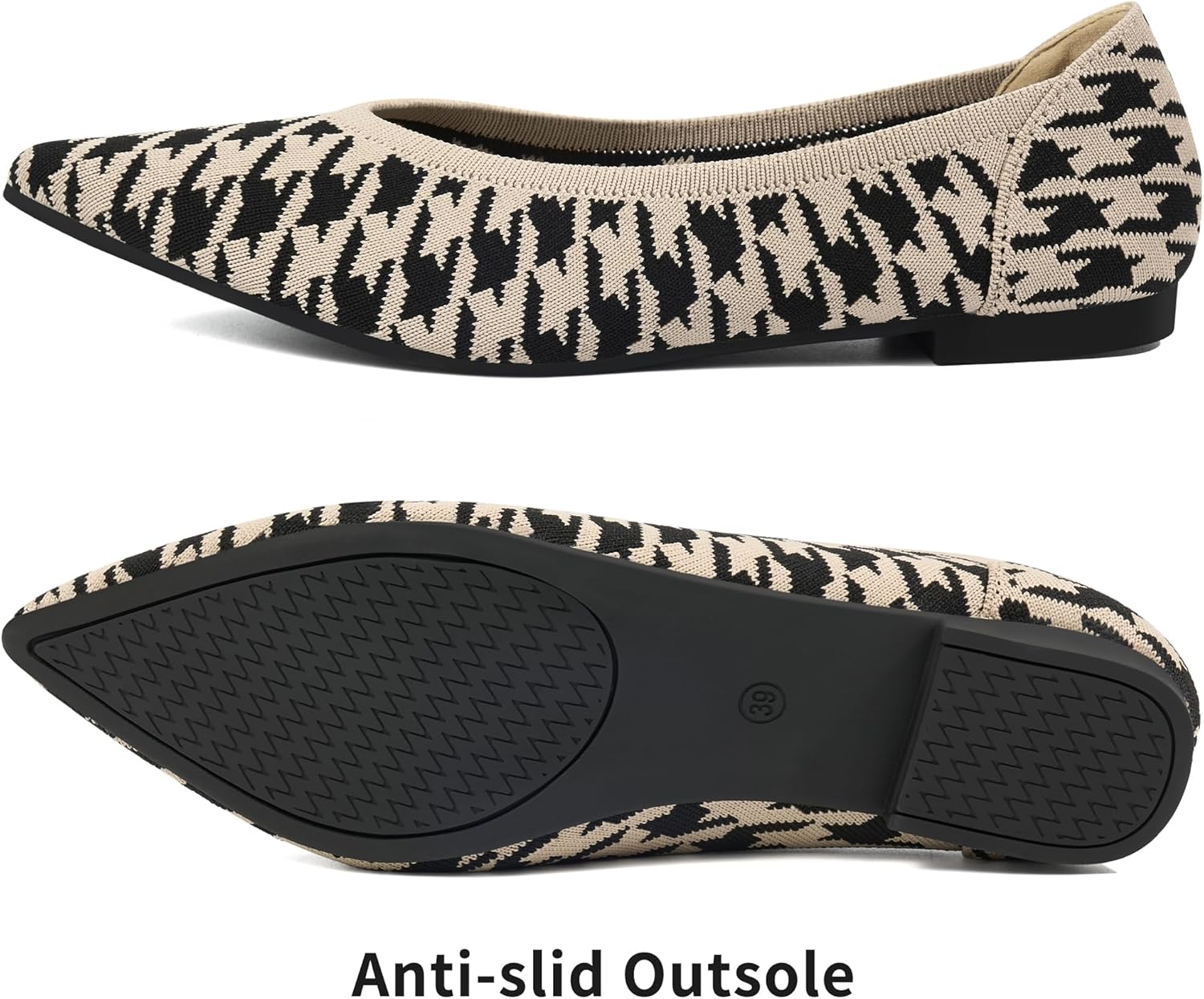 HARENCE Women's Flats Ballet Shoes: Comfortable Pointed Toe Soft Knit Flat Casual Slip On Work Dress Shoes for Walking Wedding Dating - Image 6