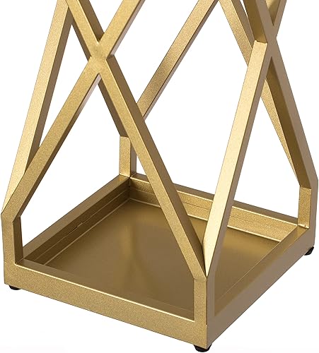Miniatura 7 de Vintiquewise Soporte decorativo para paraguas con diseño cuadrado dorado para interiores y exteriores