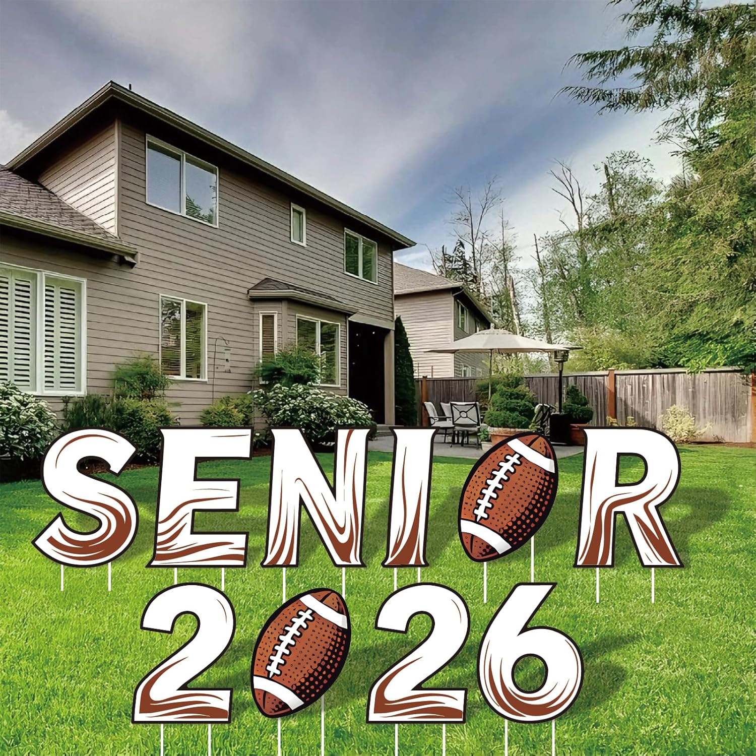 10 Pcs Football Yard Signs 2026 Senior Night Decorations – 15 Inch Large Class of 2026 Graduation Yard Signs with Stakes – Outdoor Football Theme Lawn Decor for Senior Night & Sports Party