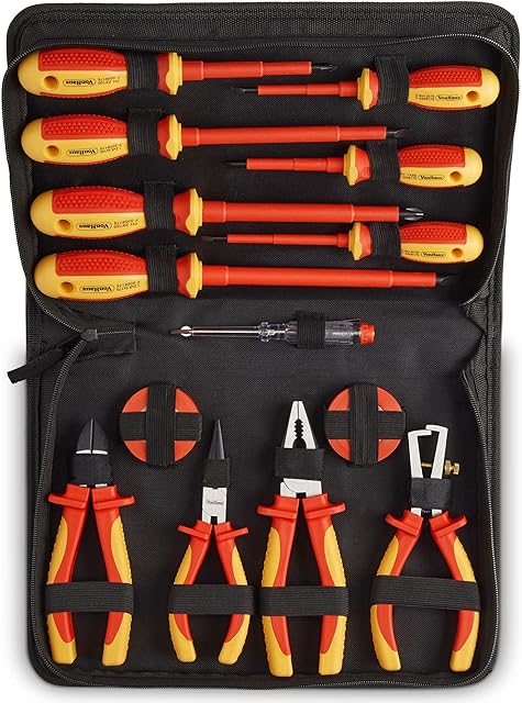 VonHaus Electrician Screwdriver and Pliers Tool Set - Insulated Screwdriver Set for Safe Electrical Work - VDE Screwdrivers, Basic Tool Kit - 1000V VDE Tested - Includes Voltage Tester & Tape