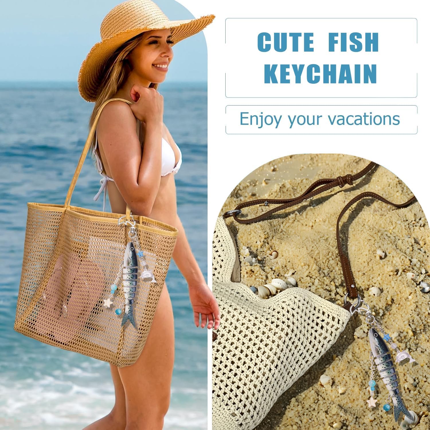 XGALBLA Cute Lifelike Fish Keychain, Aesthetic Y2K Charms Keychain Accessories for Bag Charms Purse Gift, Fishing Gifts image 4