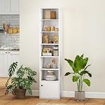 HOMCOM 7-Tier Bookcase with Adjustable Shelf, Modern Freestanding Display Shelf Unit with Cabinet for Living Room, Office, White