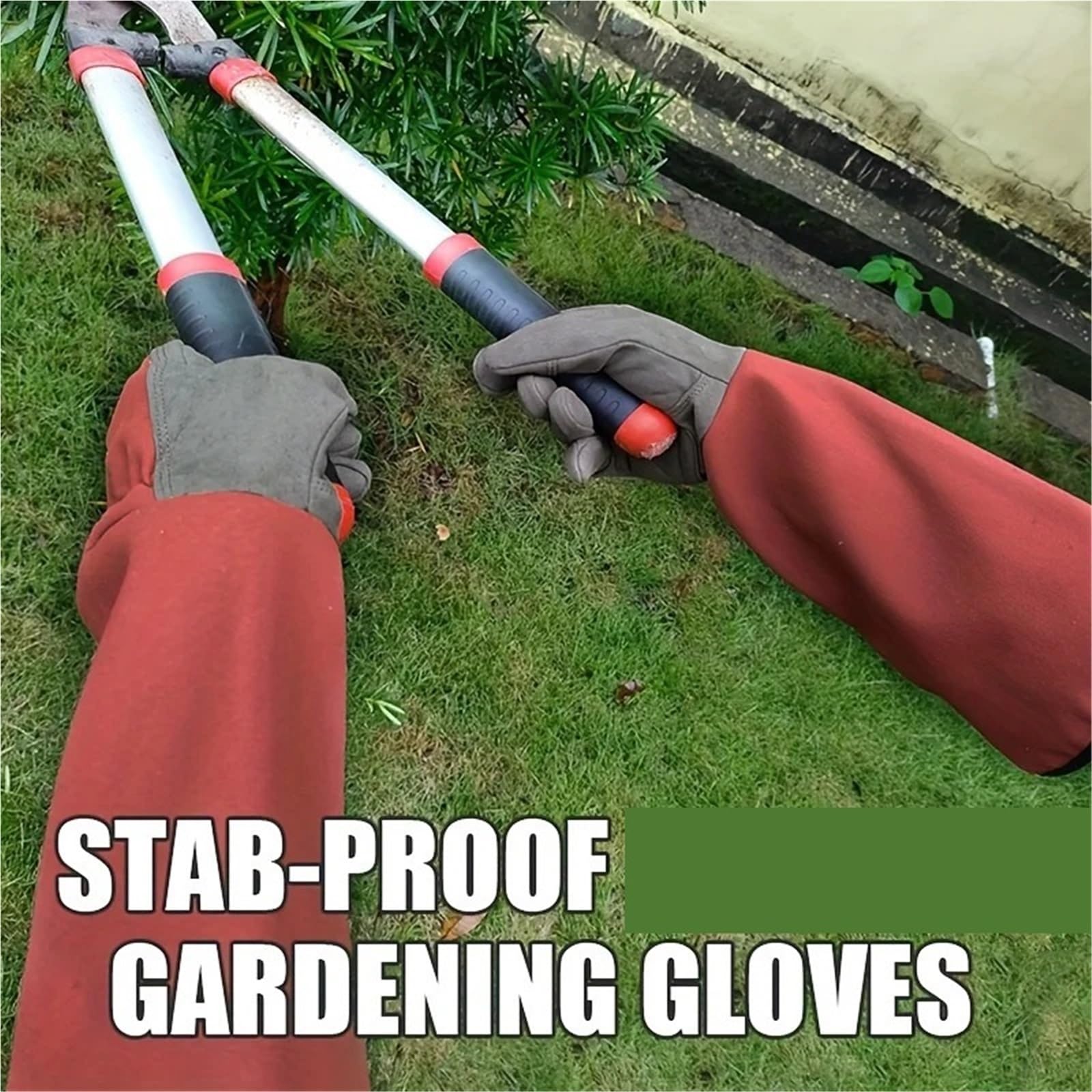 Guantes de jardinería estilo largo, guantes a prueba espinas, lona for podar, jardín con trabajo transpirables Para jardinería(M)