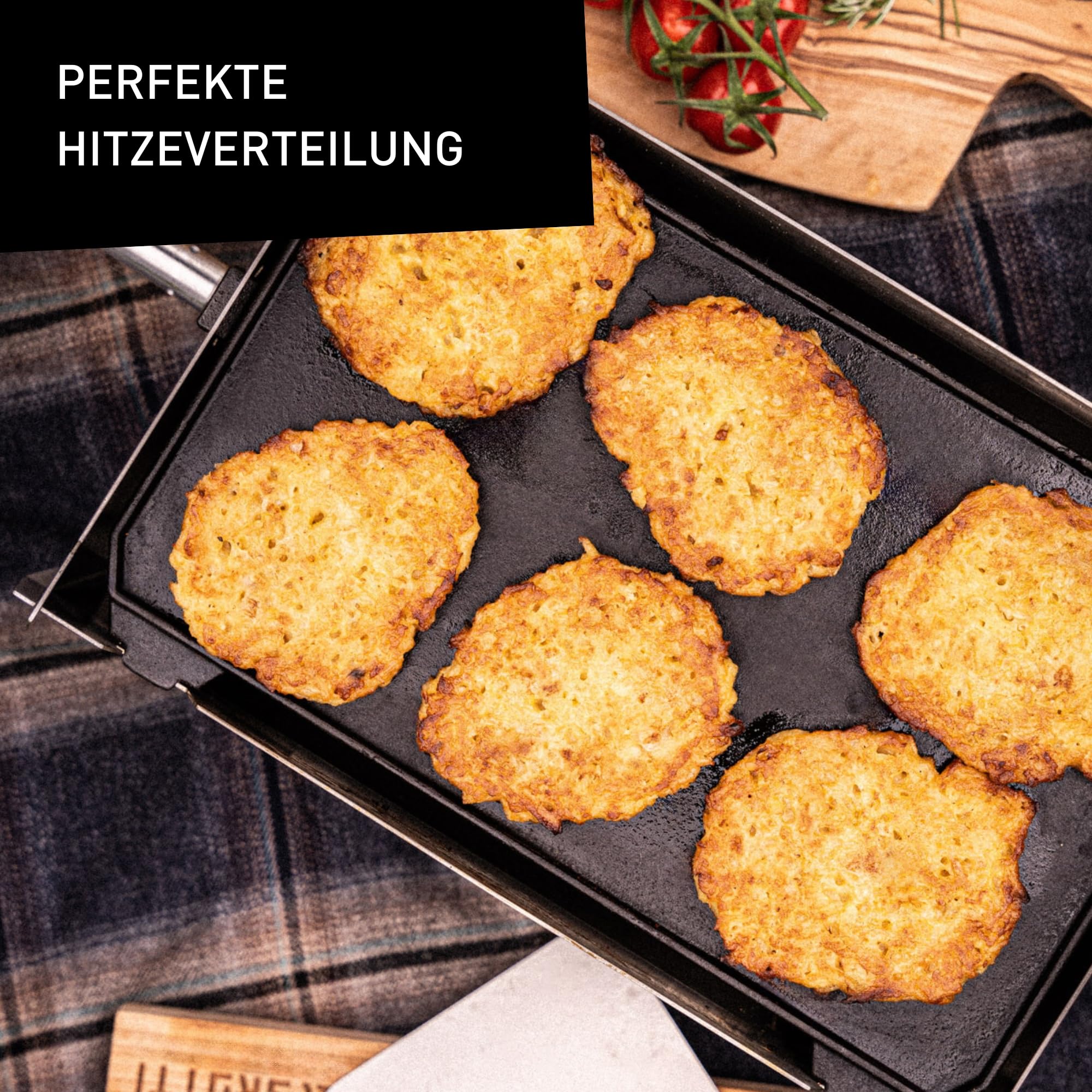 SKOTTI Kast, Gusseiserne Grillplatte für SKOTTI Grill, Plancha, Griddle, Sehr massives Material, für Fleisch, Fisch und Gemüse - Skotti Grill Zubehör