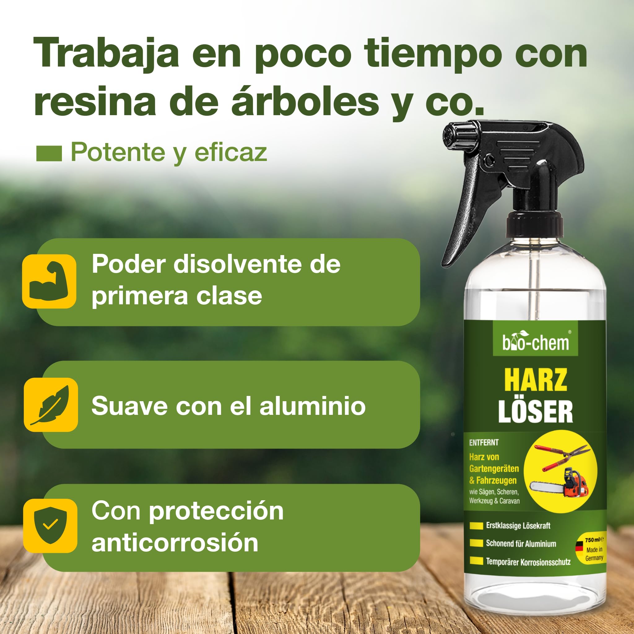 Bio-Chem Limpiador de Resina Natural 5L | Producto de cuidado para cortasetos, motosierras y herramientas de jardín - Fórmula alta eficacia – Spray antiincrustaciones