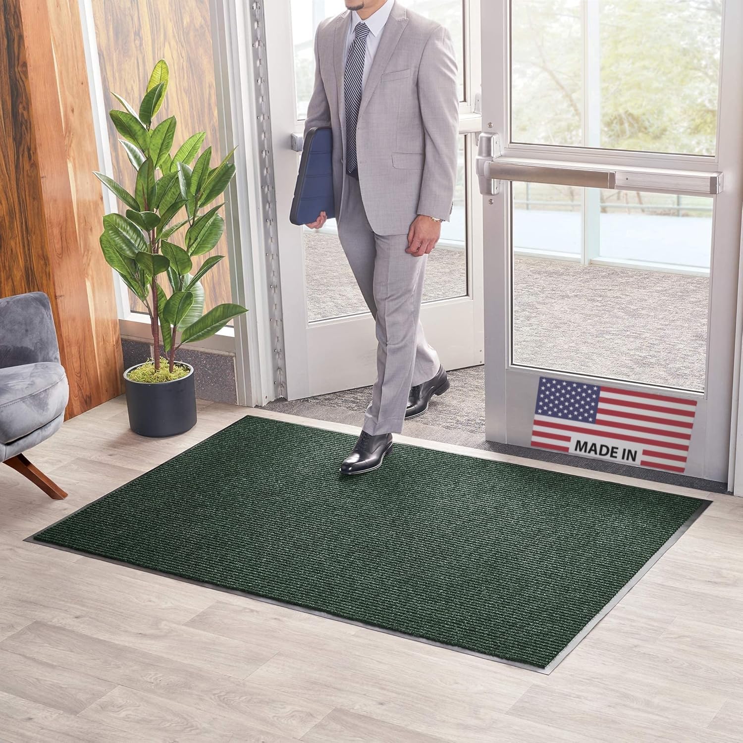 Consolidated Plastics Brush Dry Mat - Made in USA, Heavy-Duty Commercial DoorRug for Indoor/Outdoor Entryways, Non-Slip Backing for High-Traffic Areas