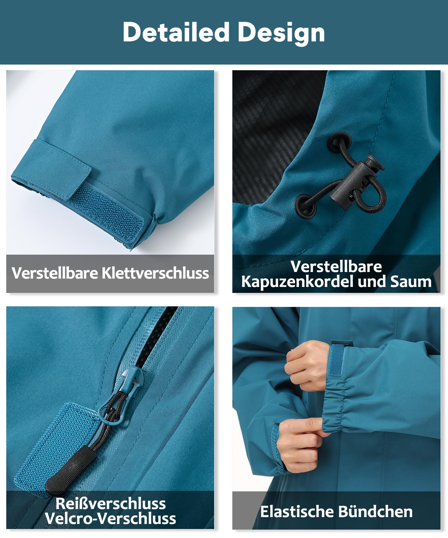 Huayuzh Chaqueta softshell para mujer, impermeable, transpirable, chaqueta de entretiempo, cortavientos, chaqueta de lluvia, chaqueta de senderismo, senderismo, correr, azul lago, M