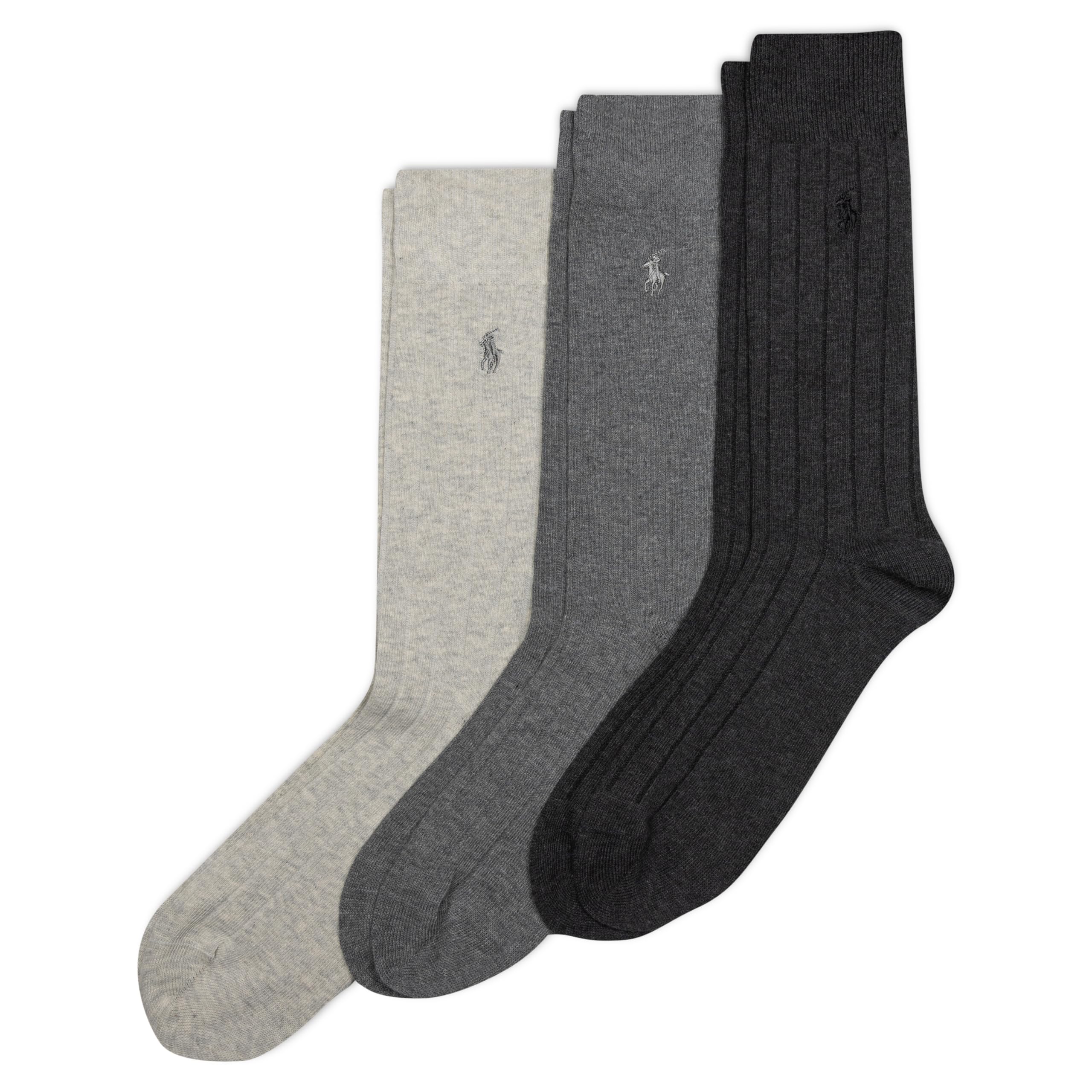 Polo Ralph Lauren Men's Cotton Ribbed Dress Crew Socks -3 Pair Pack-Soft and Lightweight Cotton Comfort