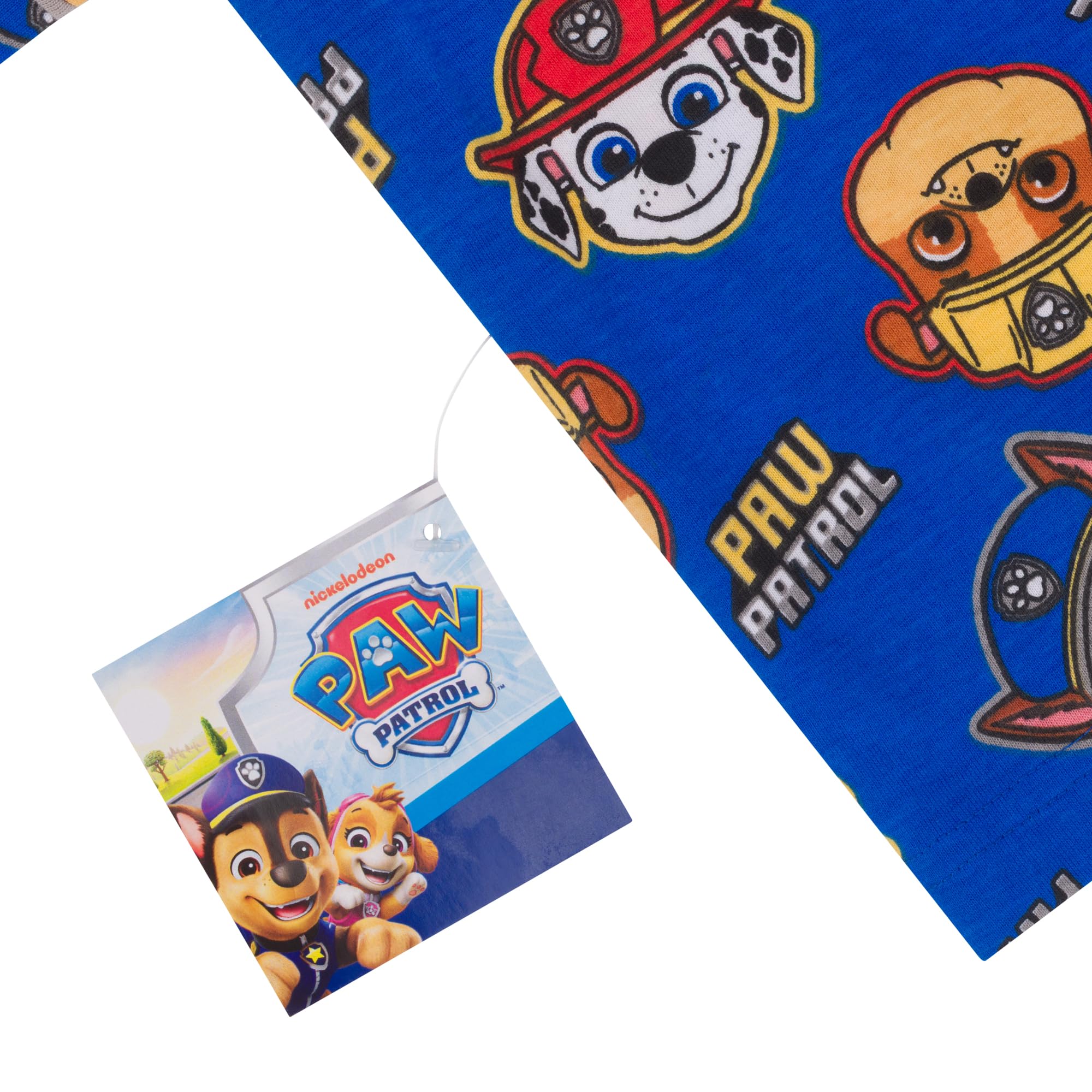 Paw Patrol, Chase Marshall Rubble, 100% Cotone con Bottoni Pigiama a Maniche Corte, Blue, Blu
