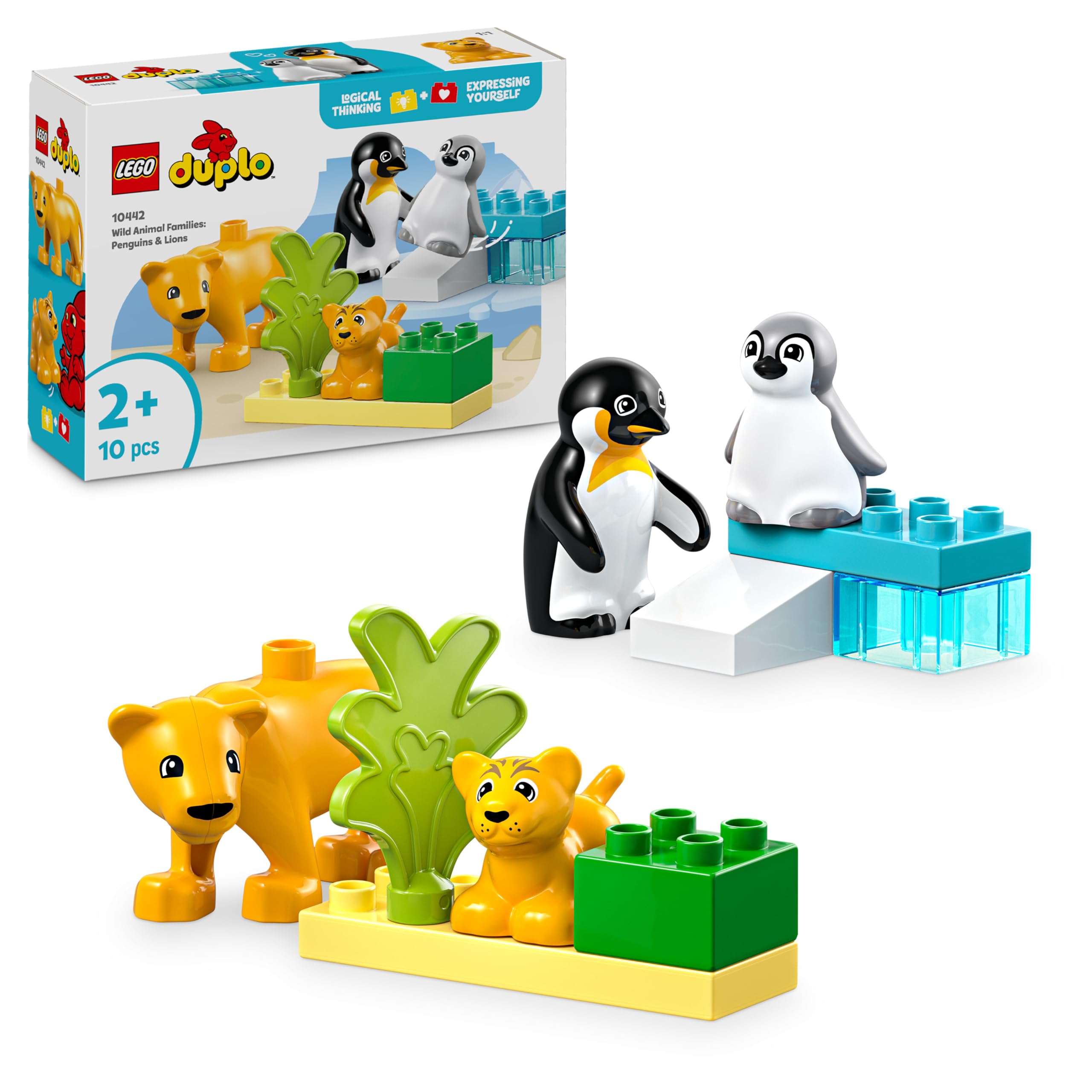 LEGO DUPLO Wild Animal Families: Penguins & Lions Educational Montessori Toy for 2 Plus Year Old Girls & Boys, Construction Set Sparks Creative Play and Helps Develop Fine Motor Skills 10442