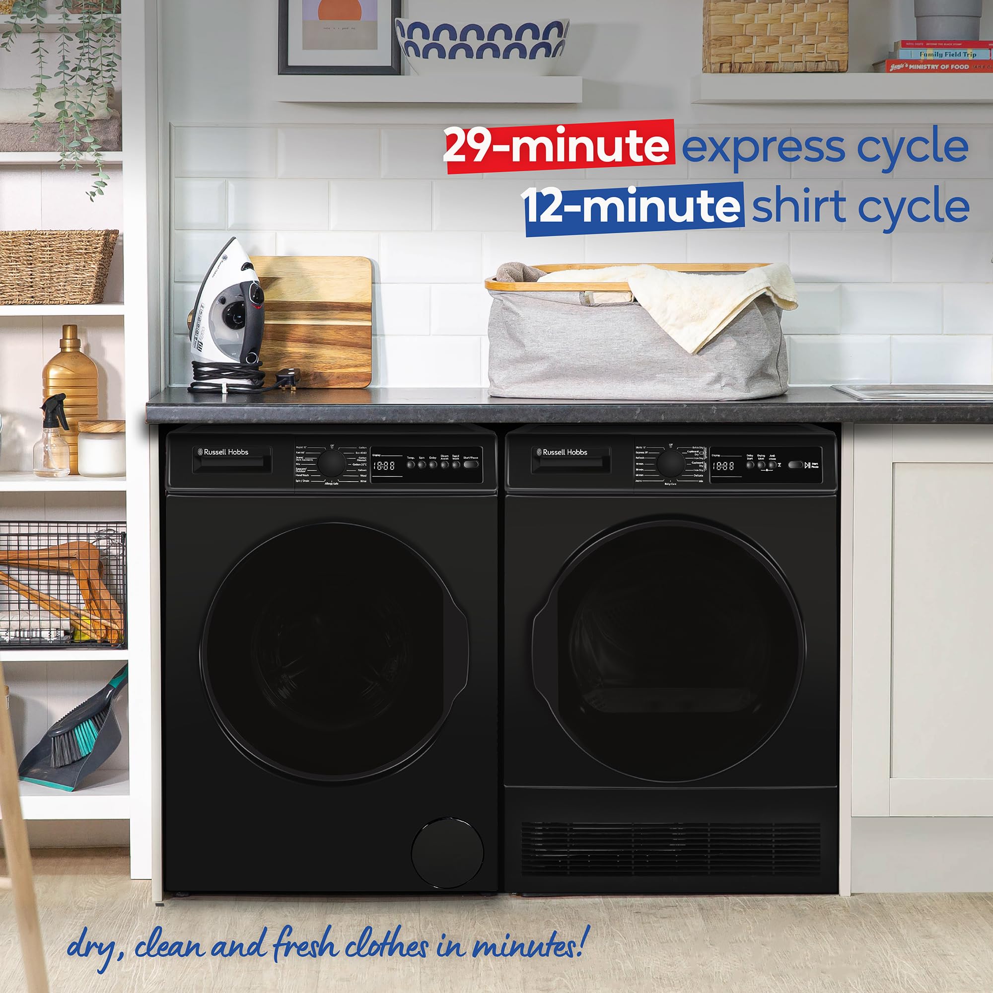 Russell Hobbs Freestanding Condenser Dryer Electric Tumble Dryer 15 Programmes 8kg Capacity 3 Heat Settings LED Display DelayStart Anti-Crease Child Lock Black Clothes Dryer RH8CTD111B — view 6