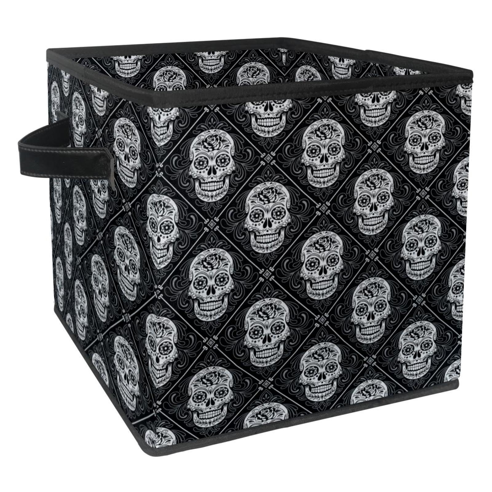 Organiseur en tissu noir et blanc crâne idéal pour chambre et placard