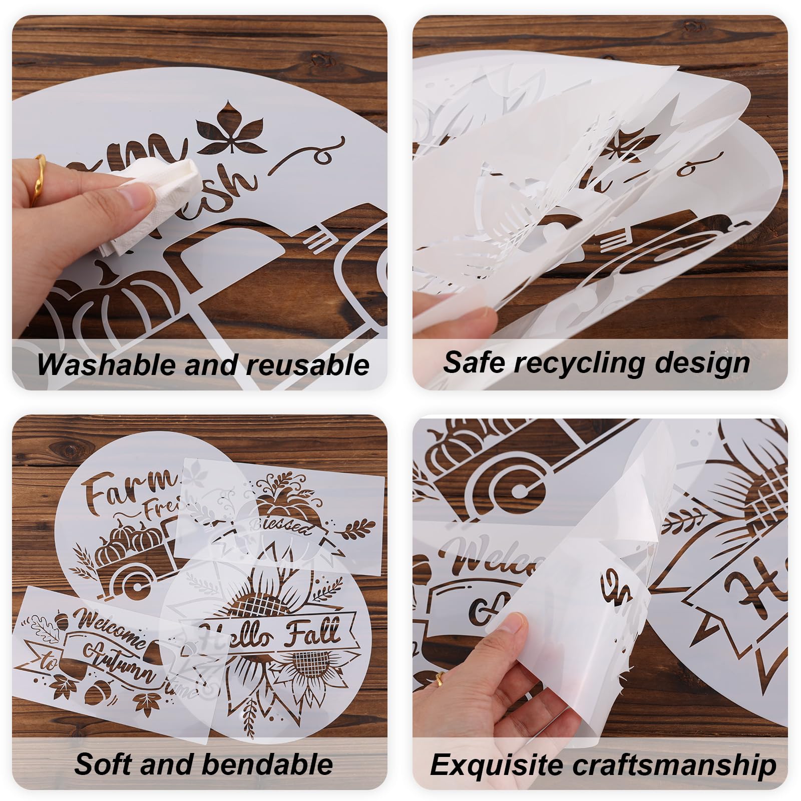 9pcs Fall Stencils for Painting Autumn Thanksgiving Pumpkin Truck Maple Leaf Drawing Templates Reusable DIY Craft Stencils for Wood Door Mat Canvas Fabric Wall Supplies Decor (2 Sizes) - Image 4