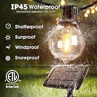 Svater G40 Napelemes Kültéri Fényfüzér 30m - 50 LED Meleg Fehér Retro Izzó, IP65 Vízálló, 4 Üzemmód, Automata Be/Ki Funkcióval Kerthez, Tera 4