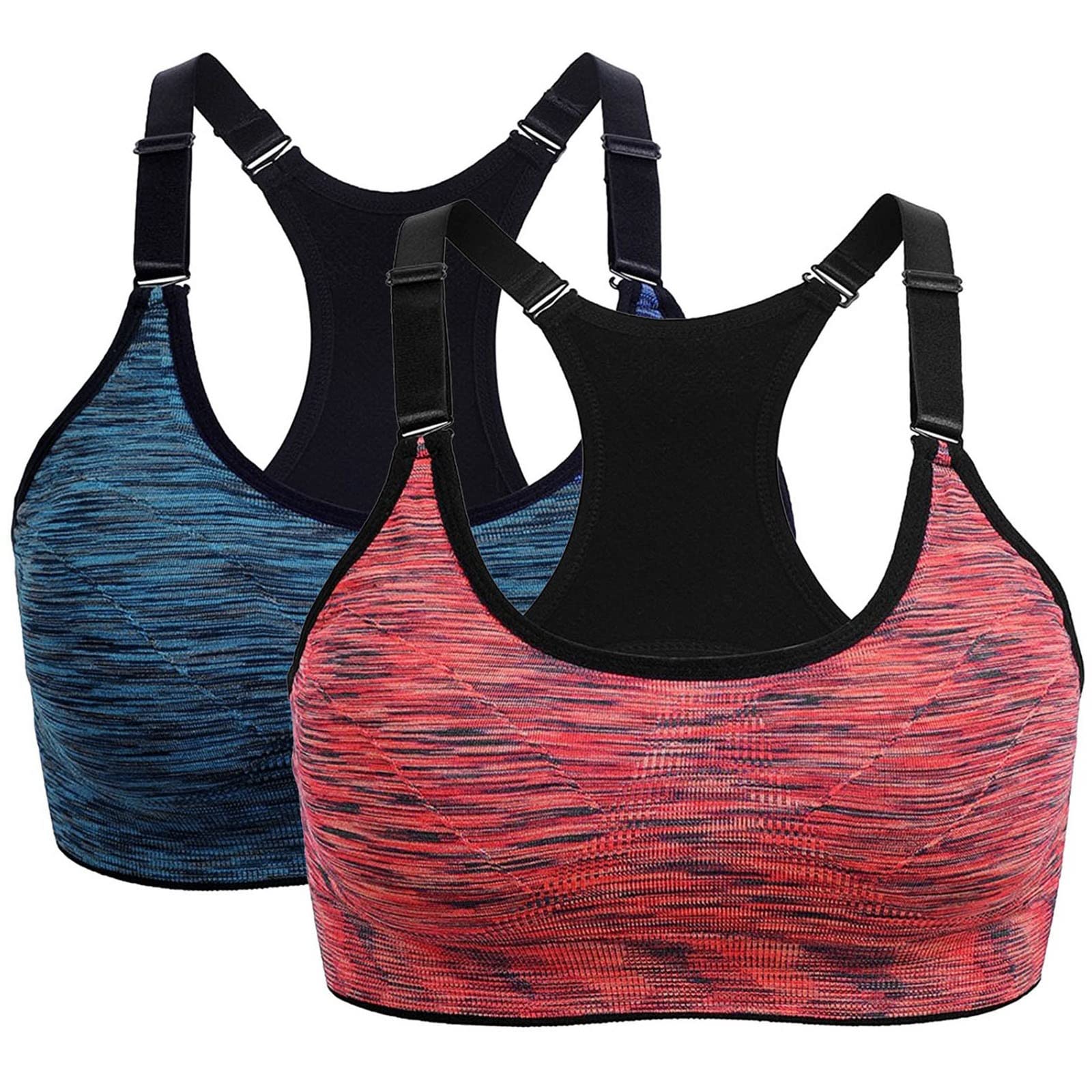 Sports Bra for Women High Yoga Running Seamless Gym Tank Top Fitness Vest Pack of 2, c, XL