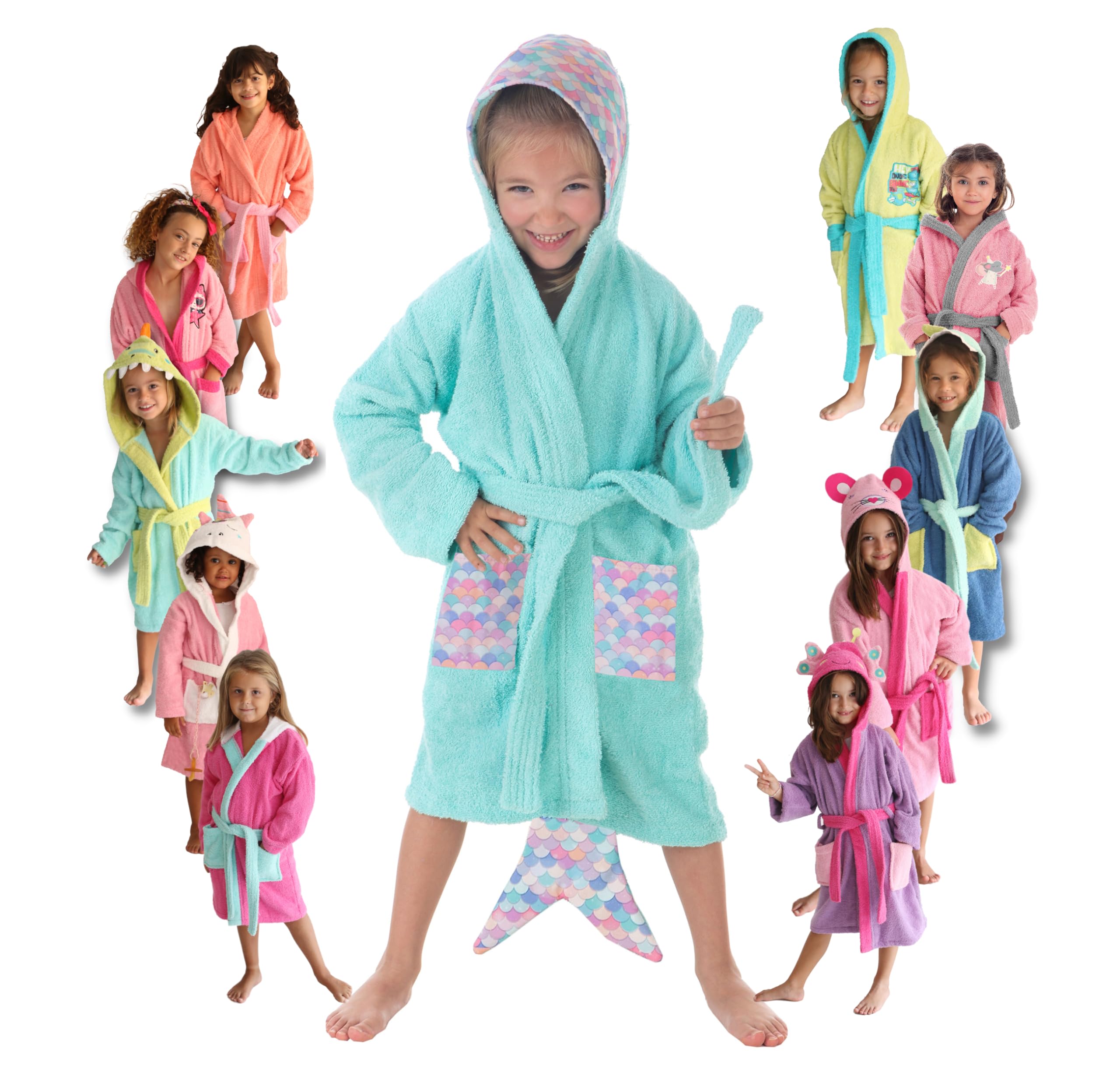 LEBENGOOD - Accappatoio bambina, bambino, Ragazze Cotone: Ragazza, Bambini - 100% Cotone OEKO-TEX,2 tasche, cappuccio
