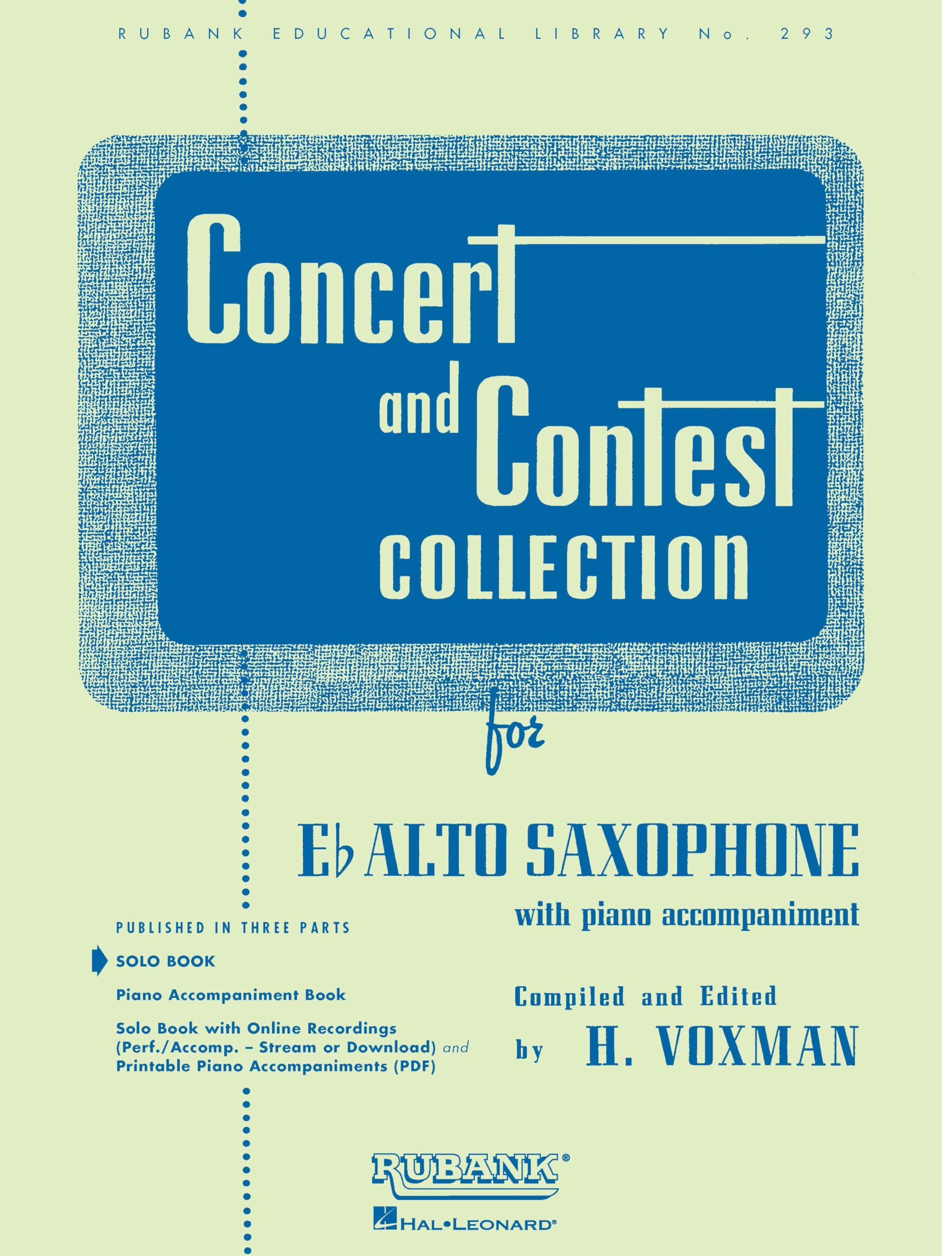 Concert and Contest Collection – Alto Saxophone Songbook and Sheet Music | Rubank Educational Library | Classical and Contest Solos for Performances and Competitions | Edited by H. Voxman