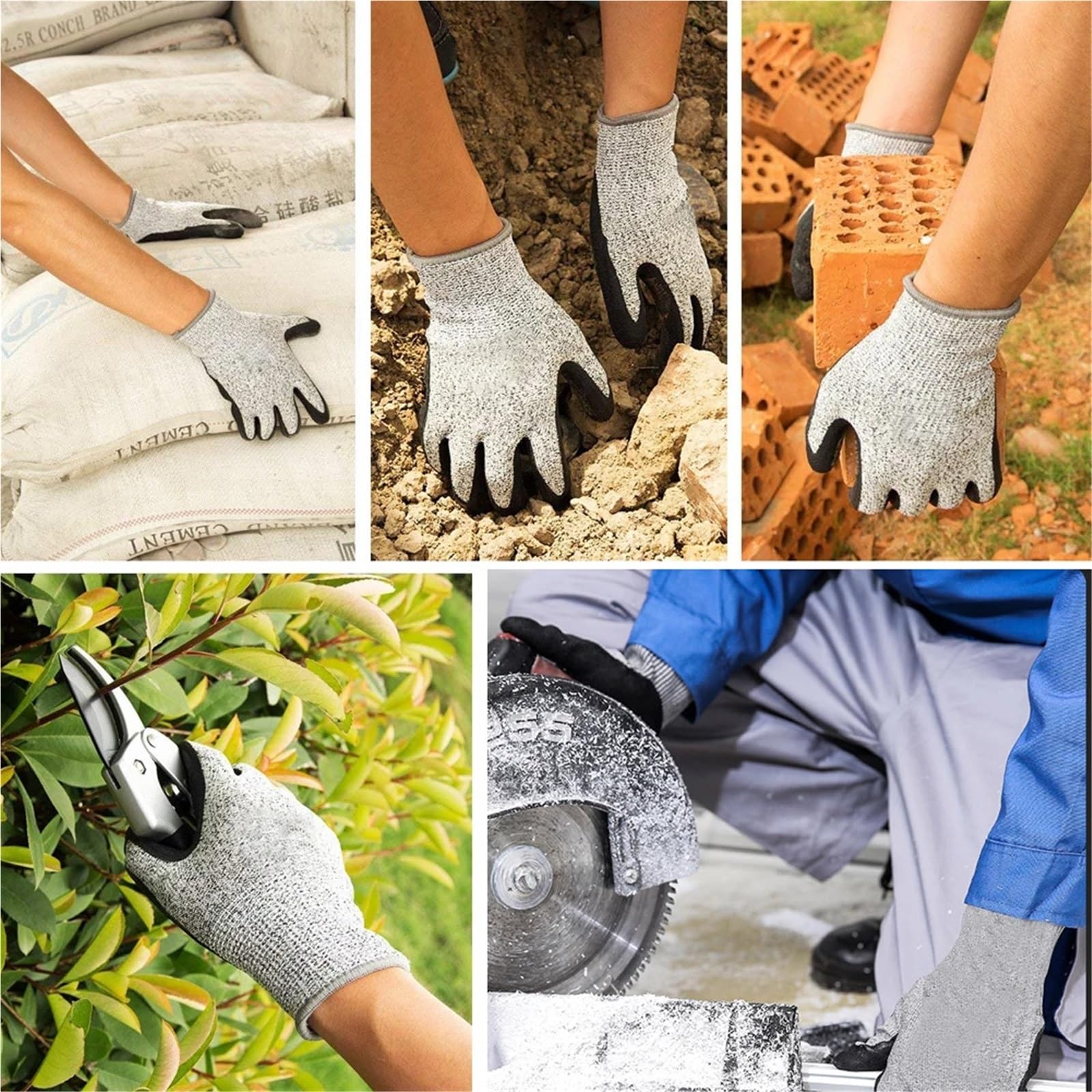 1 Paar 3D-Schnittschutzhandschuhe der Stufe 5, waschbar, schnittfest, komfortabel, dehnbar, for Bau- und Gartenarbeiten,Hohe Flexibilität(Small)