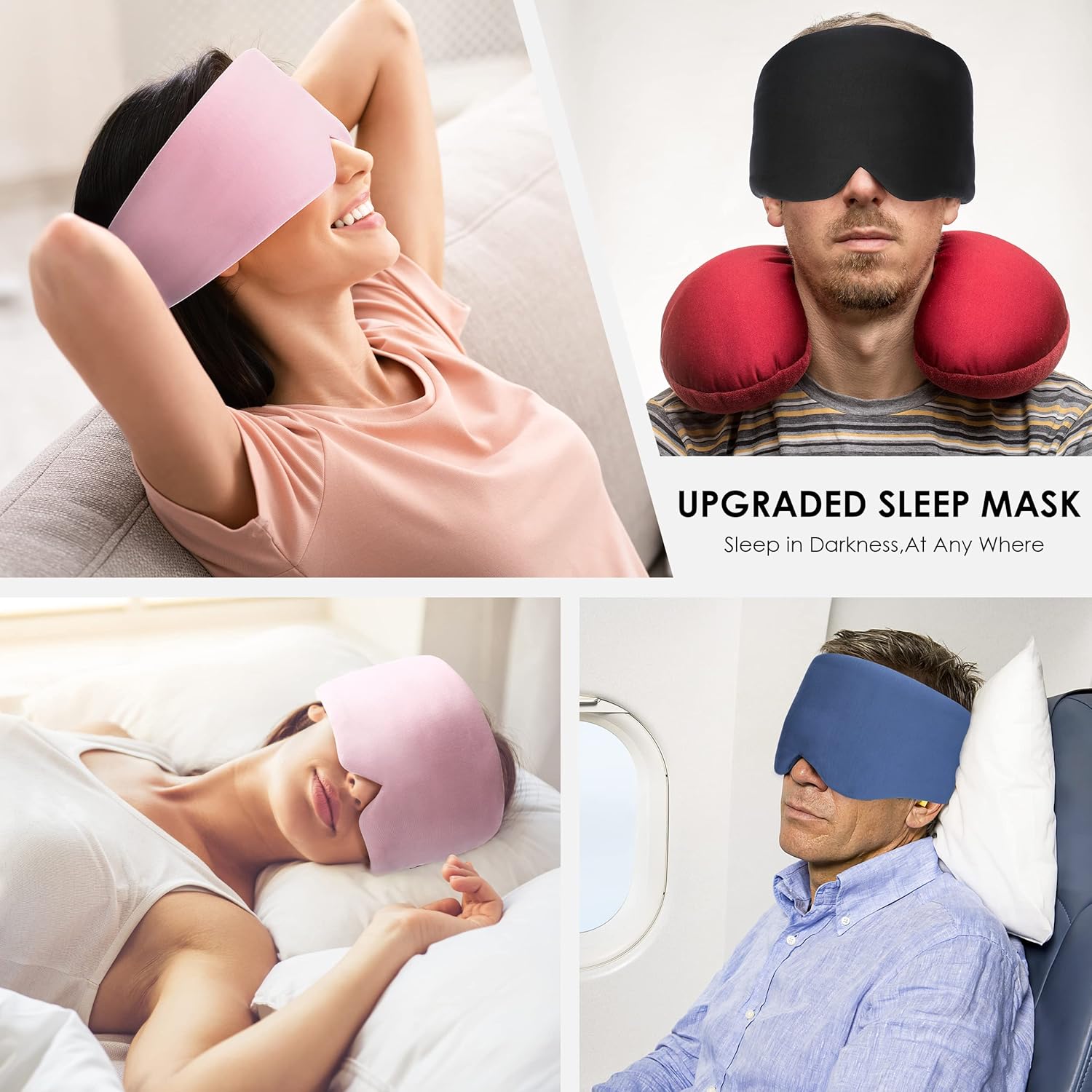 FRESHME Sleep Mask Blackout - Handmade Cotton Sleep Mask for Women Men Eye Mask for Sleeping Black Soft Eye Cover for Sleeping with Adjustable Veclro Breathable Eye Blindfold for Night Nap Travel - Image 5