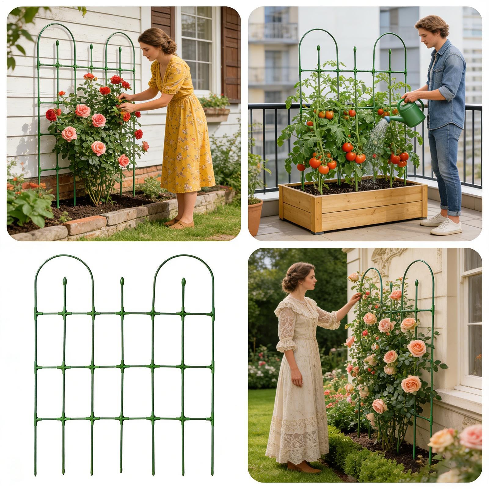 Traliccio da giardino – 90 x 120 cm, graticcio, supporto regolabile per piante di rose, rampicante per fiori, verdure, giardinaggio verticale per piante all'aperto