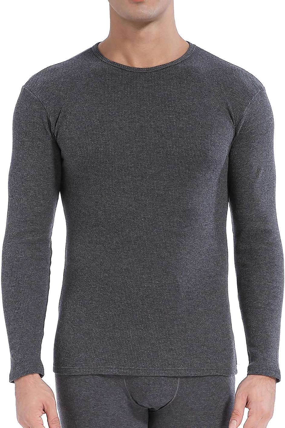 Comfneat Men's 2-Pack Thermal Long Sleeve Undershirt Waffle Knit Soft Comfy Crew Neck Underwear Top Shirts for Men - Image 4