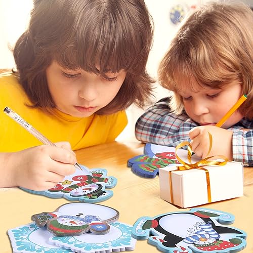 Miniatura 6 de Outus 24 blocs de notas de Navidad, copos de nieve de invierno, muñeco de nieve, notas de Navidad, notas adhesivas para trabajo, estudio, decoración