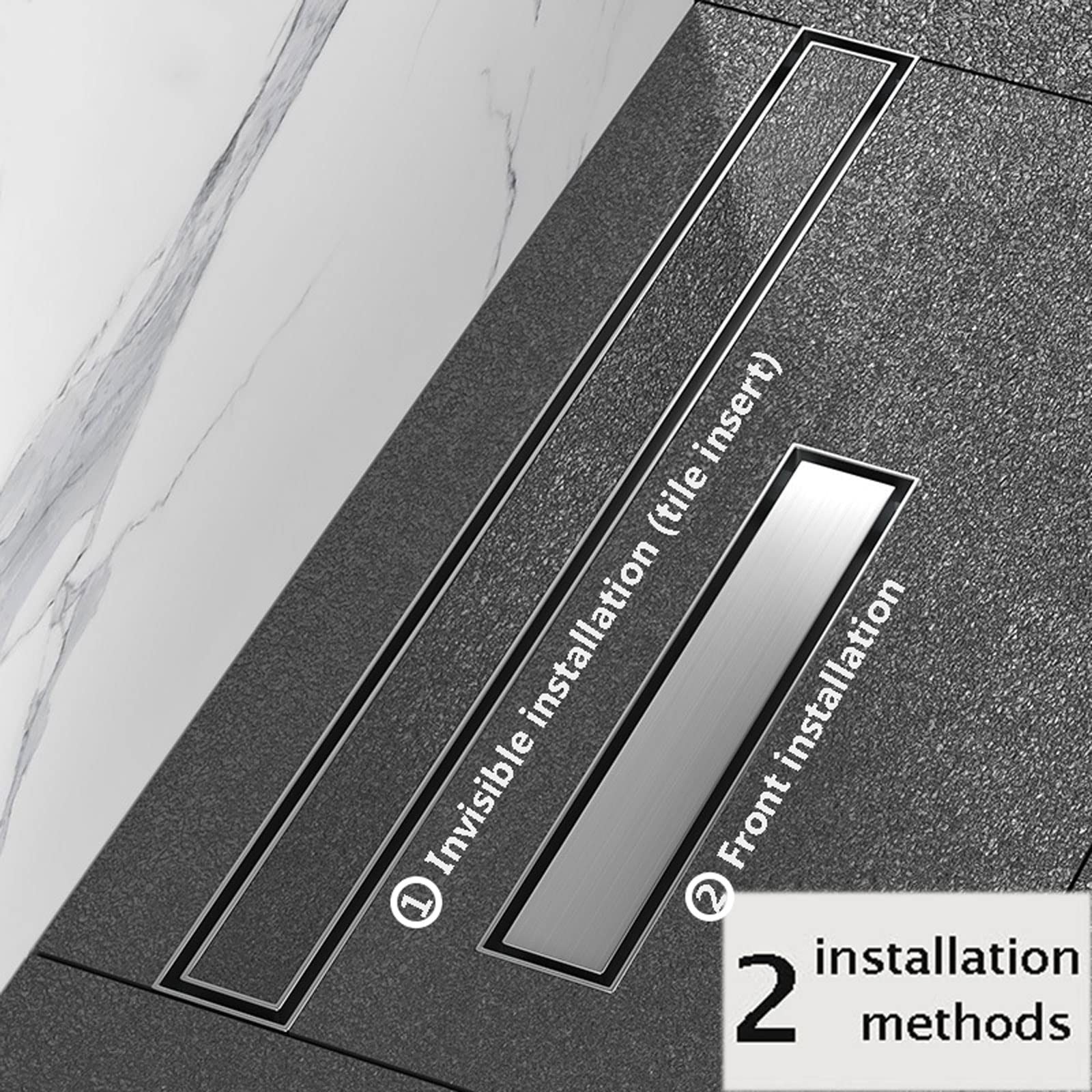 Scarico invisibile lineare per doccia, Scarico for pavimento doccia rettangolare stretto, inserto in piastrelle in acciaio inossidabile, scarico for pavimento lineare, scarico for pavimento(Side Drain