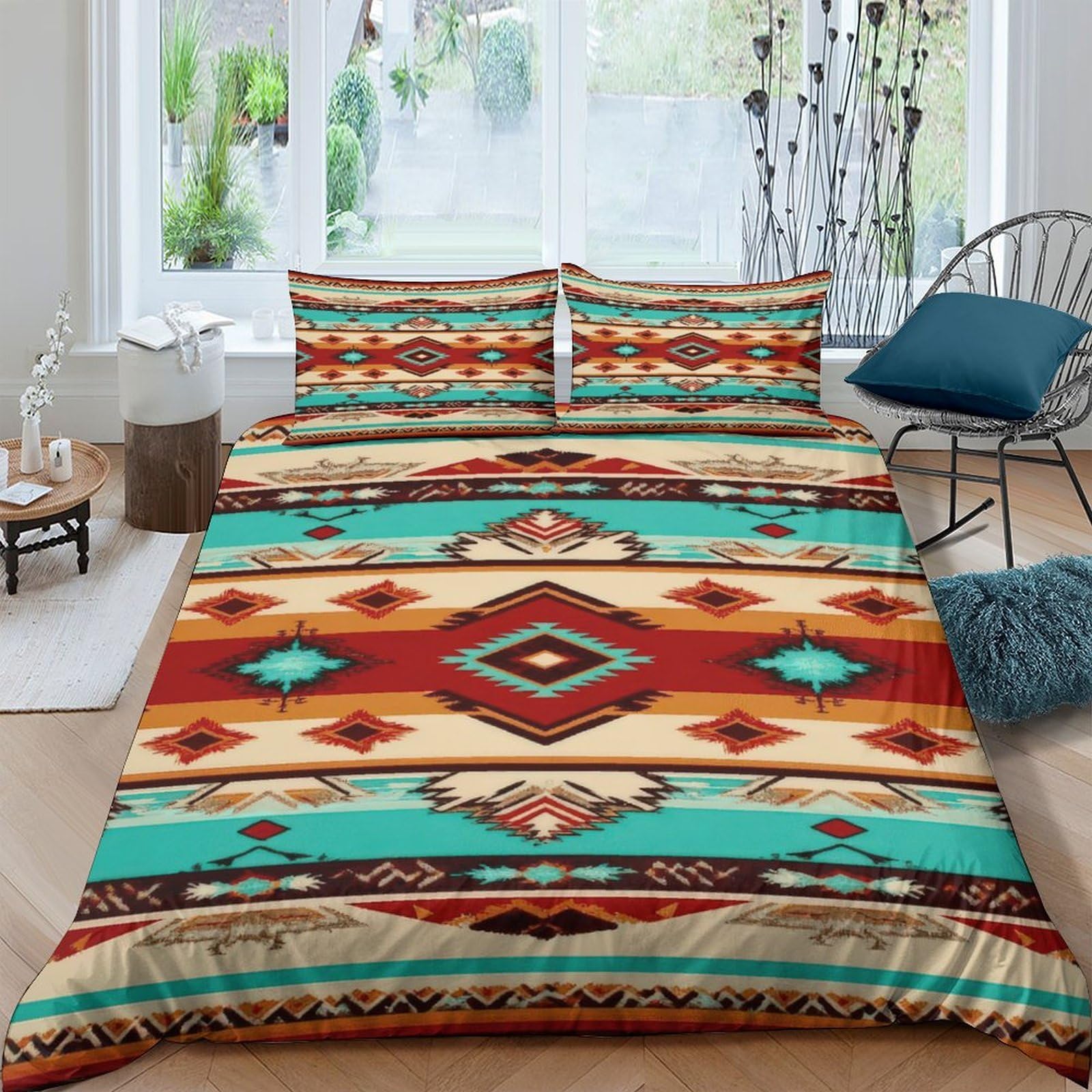 Ctjqhvkz Style-1 3D Printed Aztec Geometric Fitted Sheet Microfiber Soft Breathable Tribal Pattern Bed Sheet For Bedroom Dorm Decor Single（135X200cm）