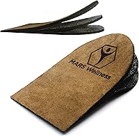 MarsWellness Premium Adjustable Orthopedic Heel Lifts - Made in USA for Heel Pain Relief & Leg Length Discrepancy - Medium Pack of 2 Brown