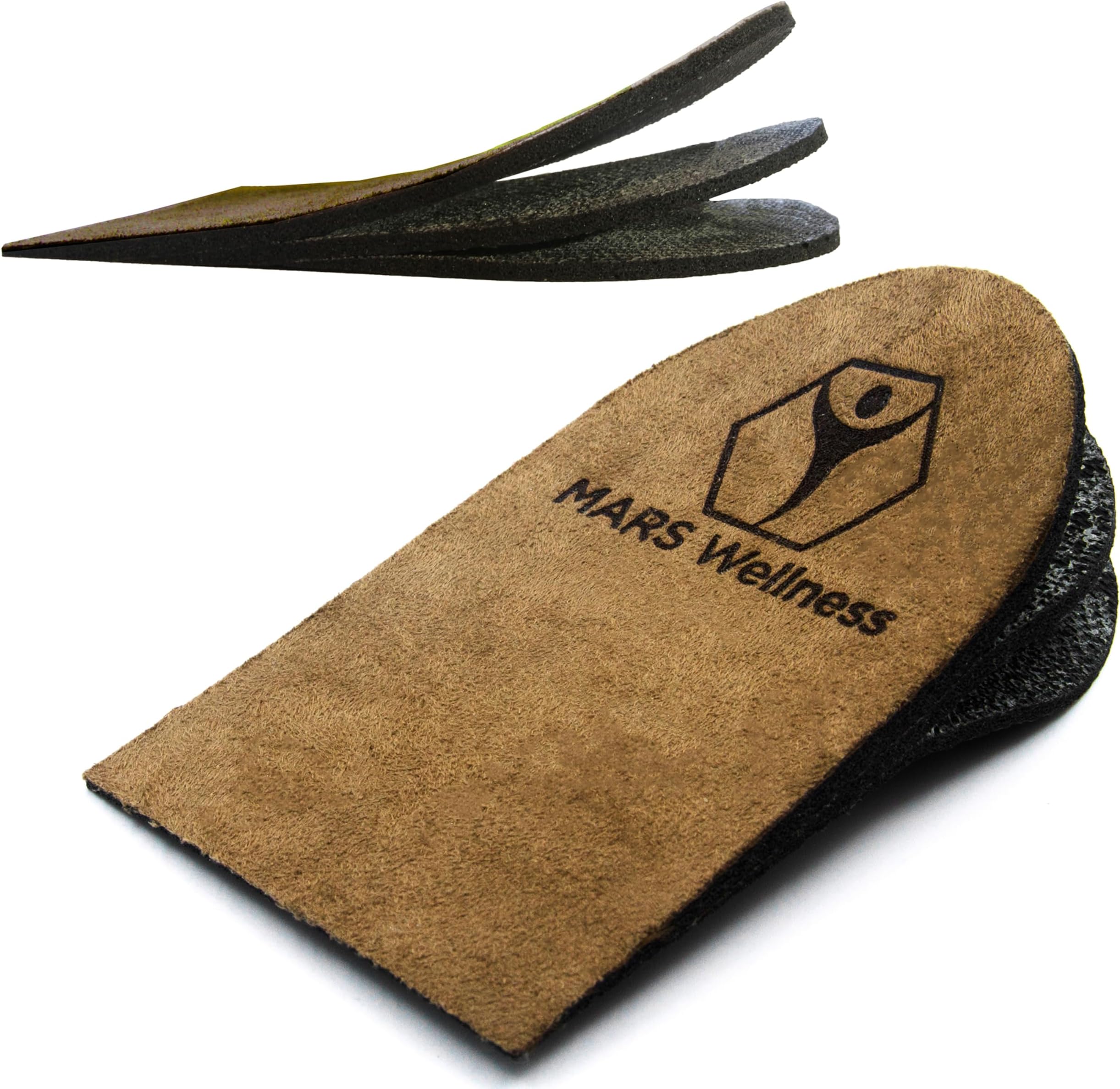 MARS WELLNESS Adjustable Orthopedic Heel Lift for Heel Pain and Leg Length Discrepancies - Pack of 2, Brown, Large (Pack of 2)