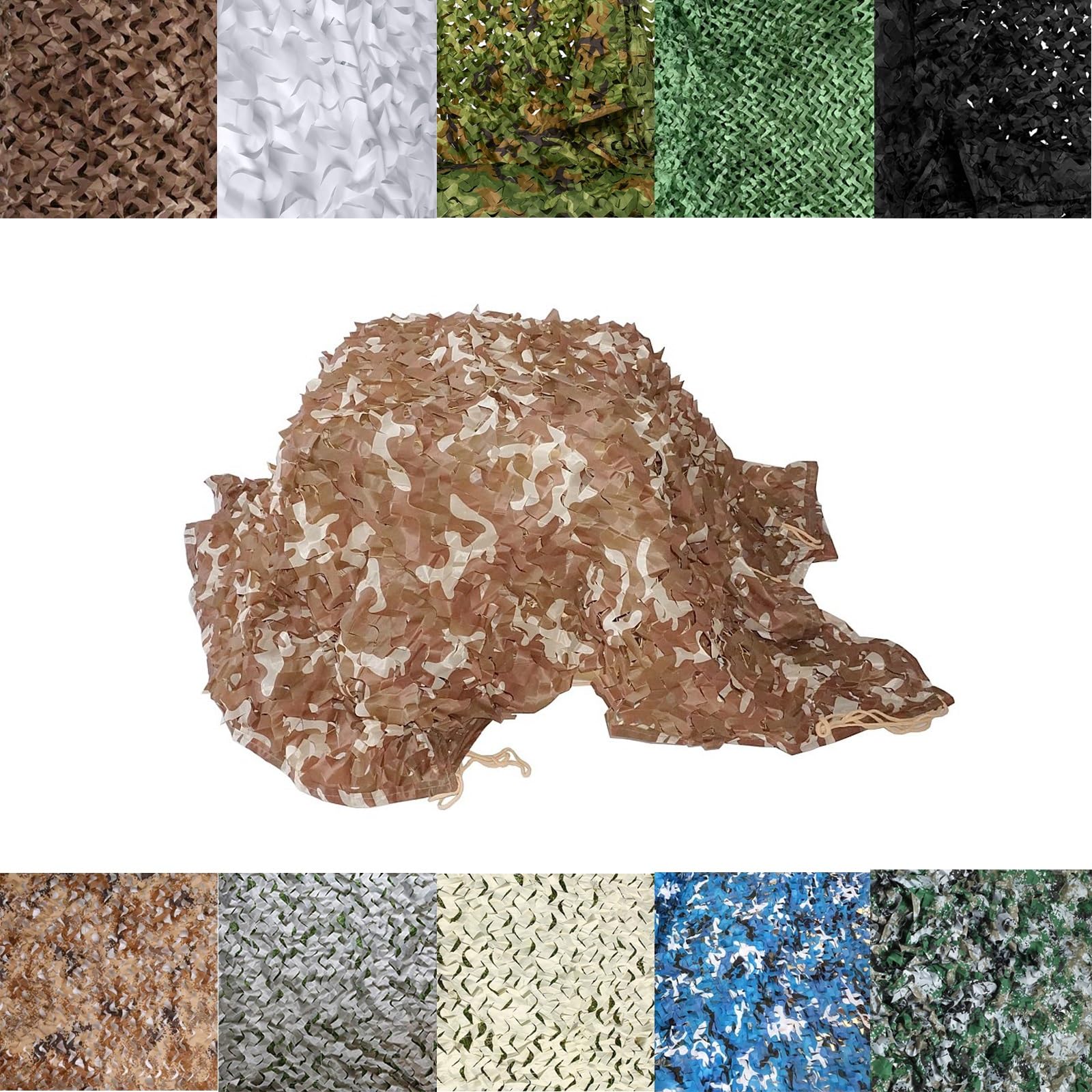 LTSRLL Camouflage Net Camo Netting Roll Greenhouse Shade Netting Tear Resistance Polyester Sunscreen Fabric Privacy Fence, 10+ Colors(Color:Brown 2,Size:5x6M(16.4x19.7ft))