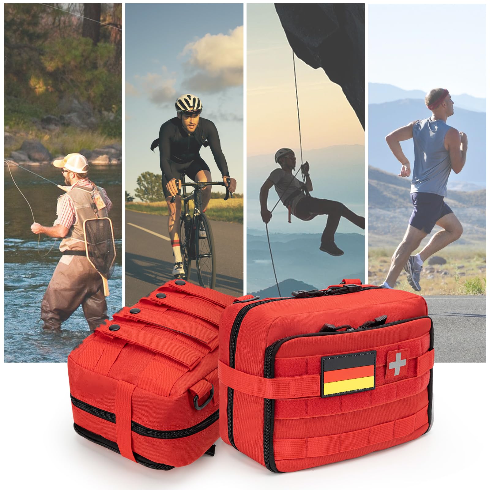 Jueachy Reiseapotheke, Groß Kapazität Medikamententasche Leer Erste Hilfe Tasche Taktische Molle Tasche First Aid Kit Notfalltasche Medikamenten Aufbewahrung für Outdoor Camping Reisen Motorrad