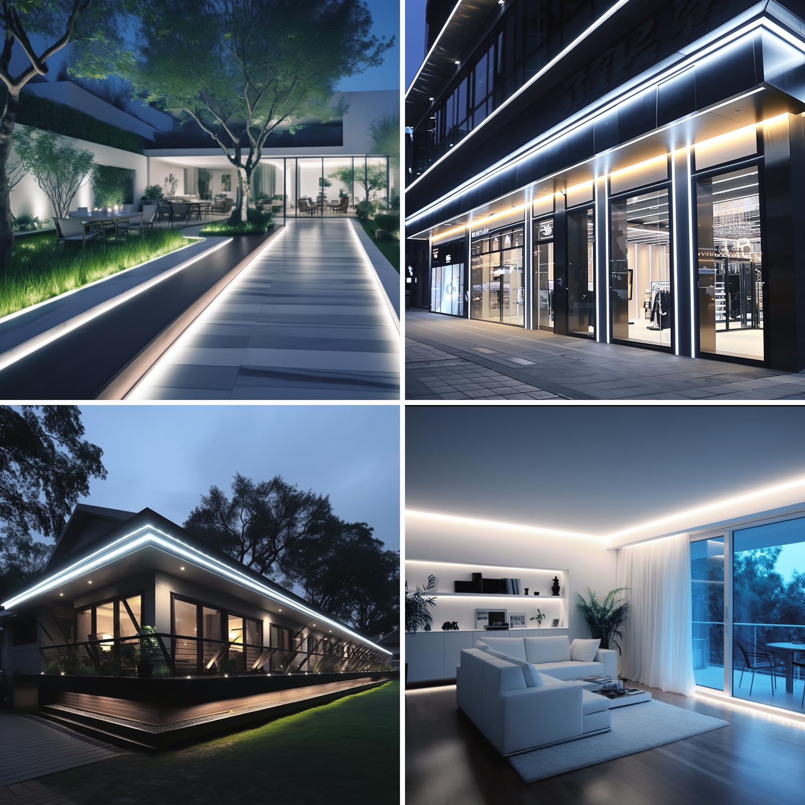 BENLUN Taśma COB LED 220V na Zewnątrz 30M 6000K Chłodna Biała, 300W CRI 90+ IP65 Przycinana bez Transformatora do Ogród, Biuro, Pergola | 6000K zimne białe światła LED wysokiej jasności 300W 296LEDs/m CRI 90+ elastyczne cięcie do pokoju, patio, ogrodu, do