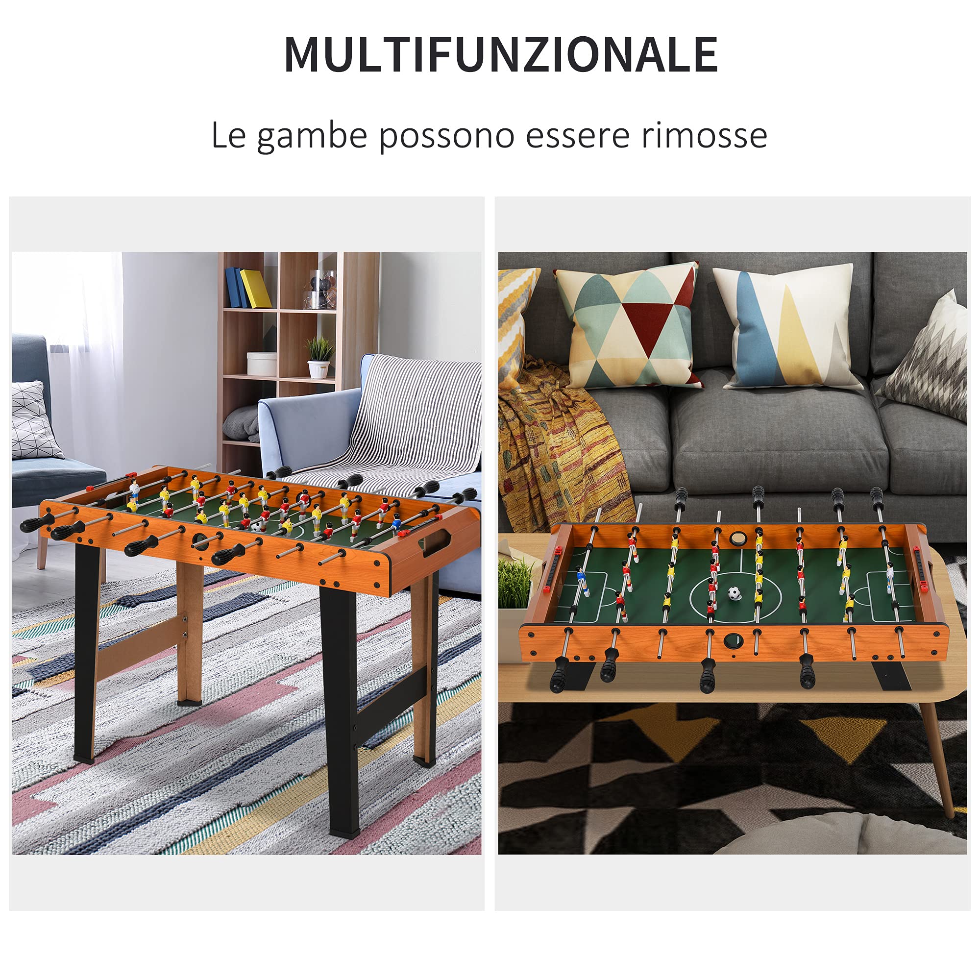 Calcio Balilla in Legno con 22 Giocatori e Accessori Inclusi 84.5x40x61.2 cm