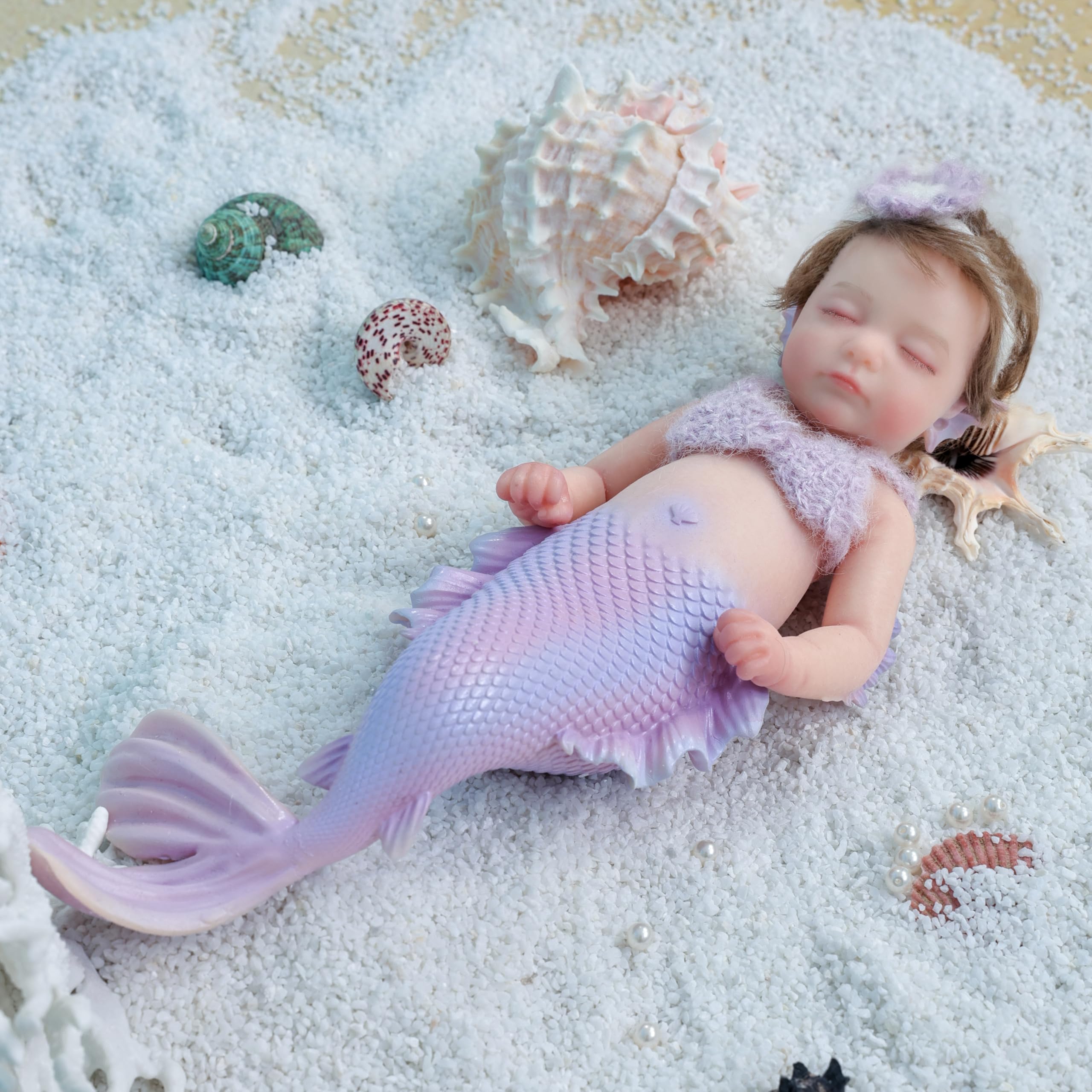 ミニチュア 人魚 ベビー 人形　フルシリコン Amazon | Cloveray 12インチ マーメイド プラチナ シリコン リボーン