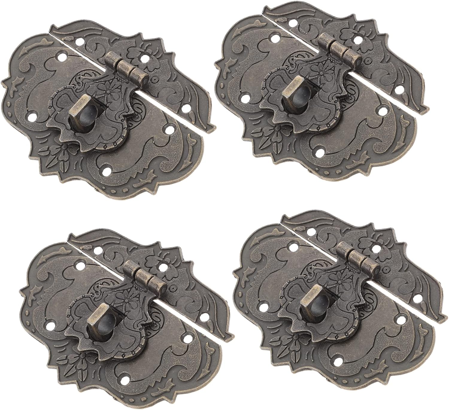 Padlock Latch, Toggle Latch,Latch Clasps,4pcs Buckle Decoraciones para Vintage Decor Vintage Jewelry Box Jewelry Chest Hardware Jewelry Box Hasp Wooden Box Hasp Lock Cabinet(7.6X5.7 CM)