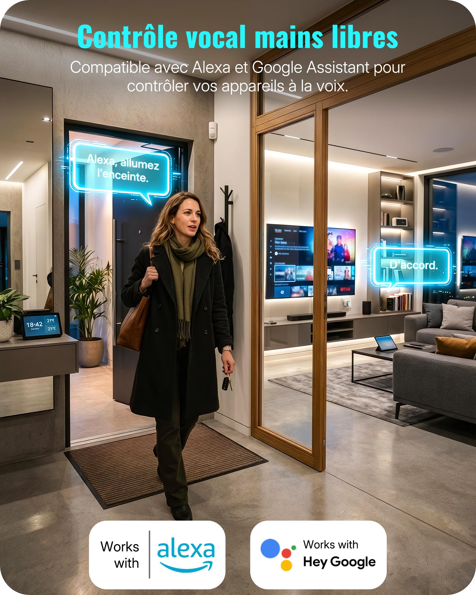 Presa Wifi Collegata Intelligente Timer Programmatore | con Contatore di Consumo, Ordine tramite App, Controllo Vocale, Conto Alla Rovescia, Modalità Ciclica Casuale