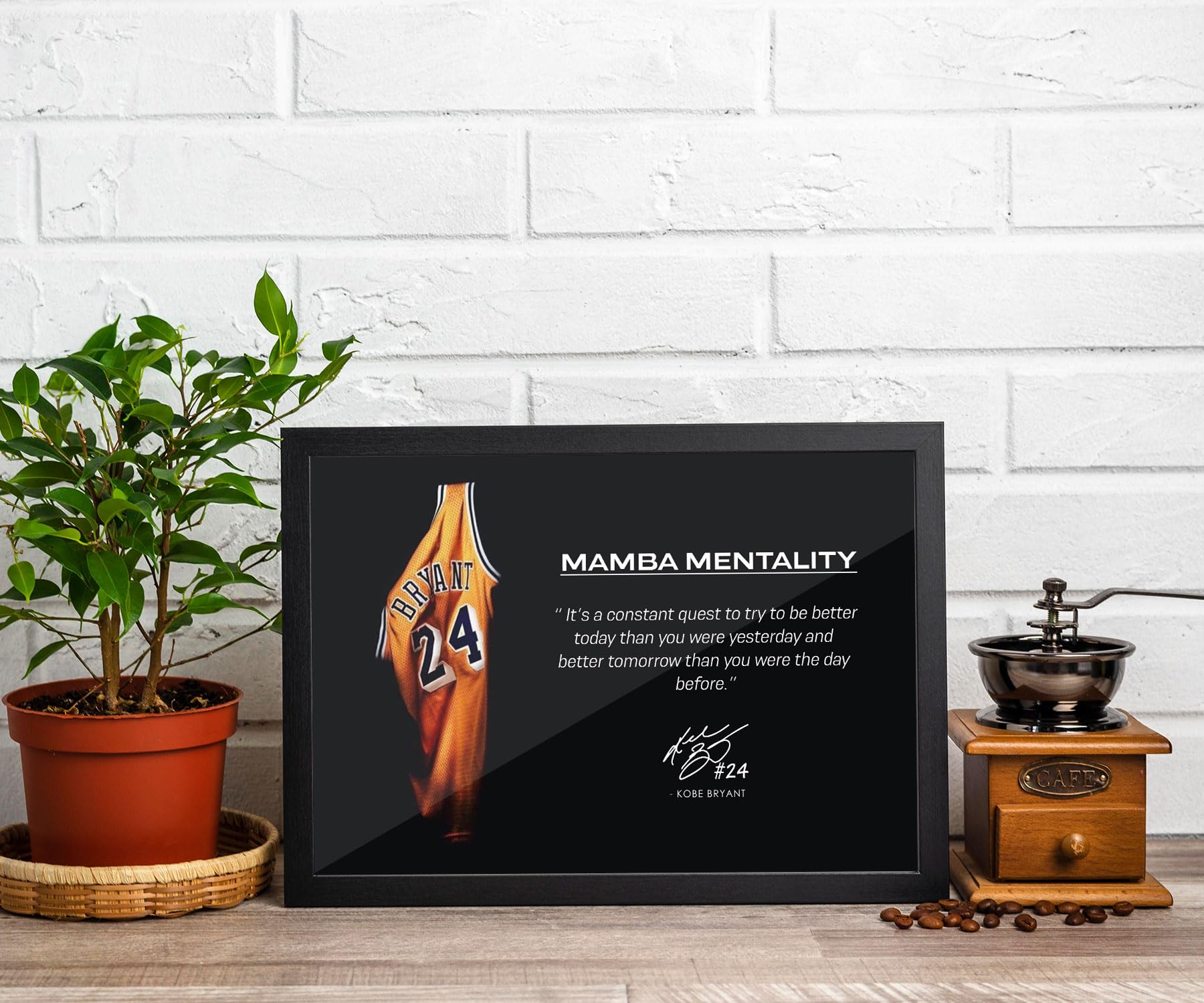 FRAMEO STORE Kobe Bryant Mamba Mentality Glass frame, Kobe Bryant quote wall art framed poster (A4 size - 8 X 12 Inches)-picture-10