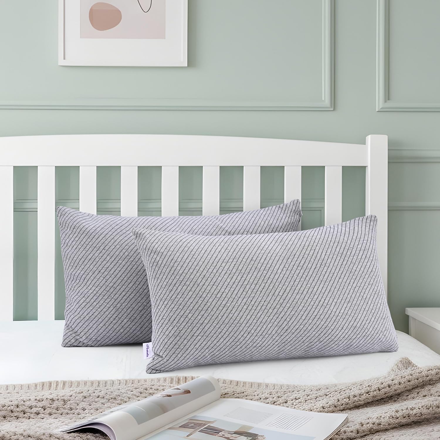 Wakefit Sleeping Pillow Set of 2 with Adjustable Height | Standard Size | 27x16 Inch | Soft & Fluffy Siliconized Hollow Fibre Fill, Knitted Cover with Zipper Closure, Free Extra Filling - Light Grey