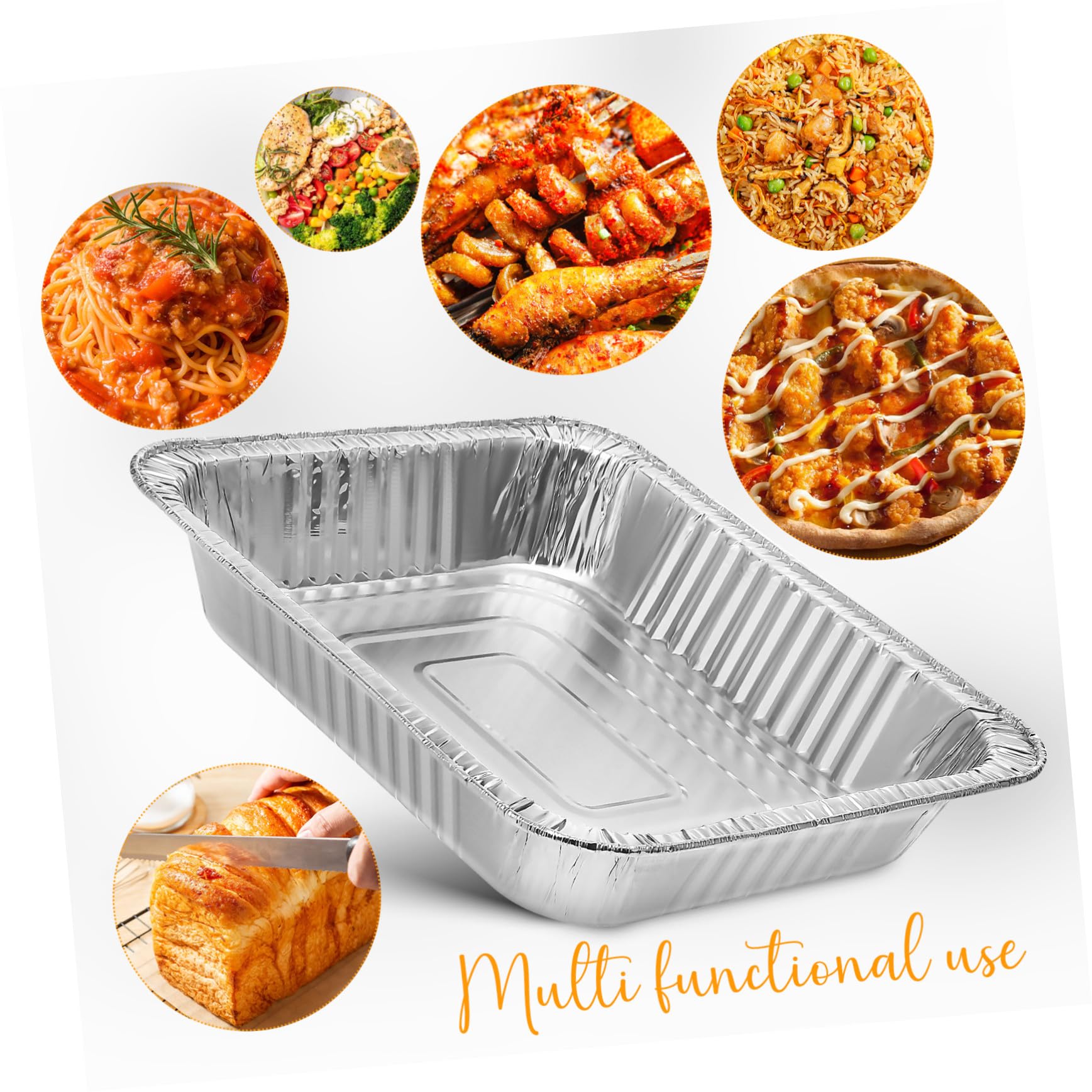 10 Bandejas de Aluminio de Alta Resistencia para Hornear y Asar Fondo Profundo, Recipientes Desechables para Cocina y Servir Alimentos