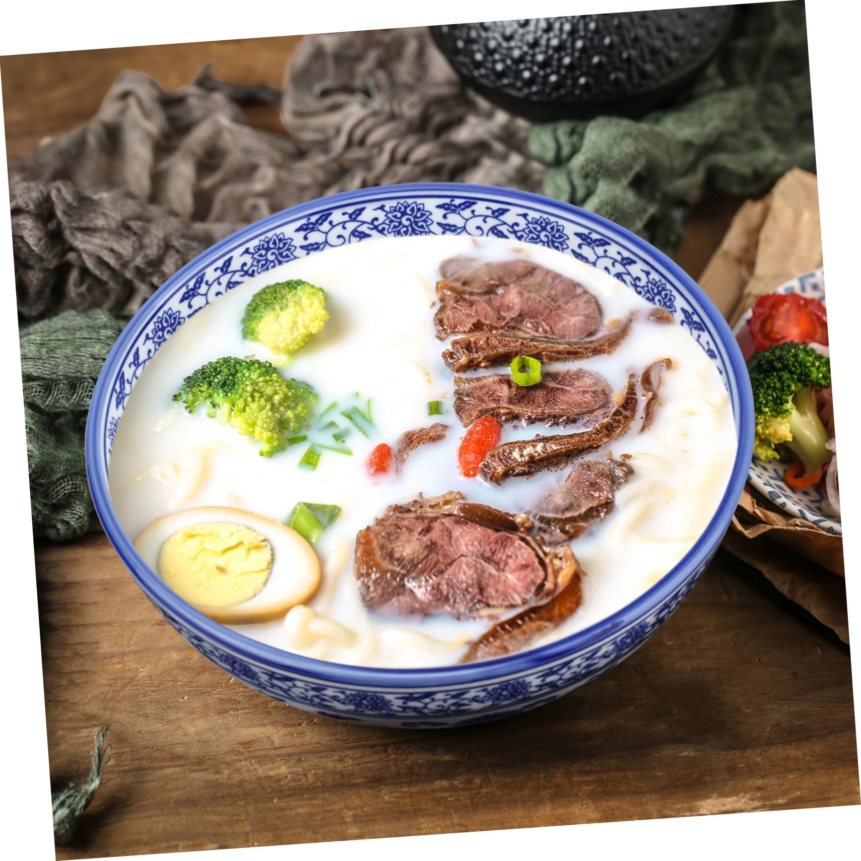 BESPORTBLE Tazón de Sopa de Cerámica Azul Estilo Chino 1 Pieza
